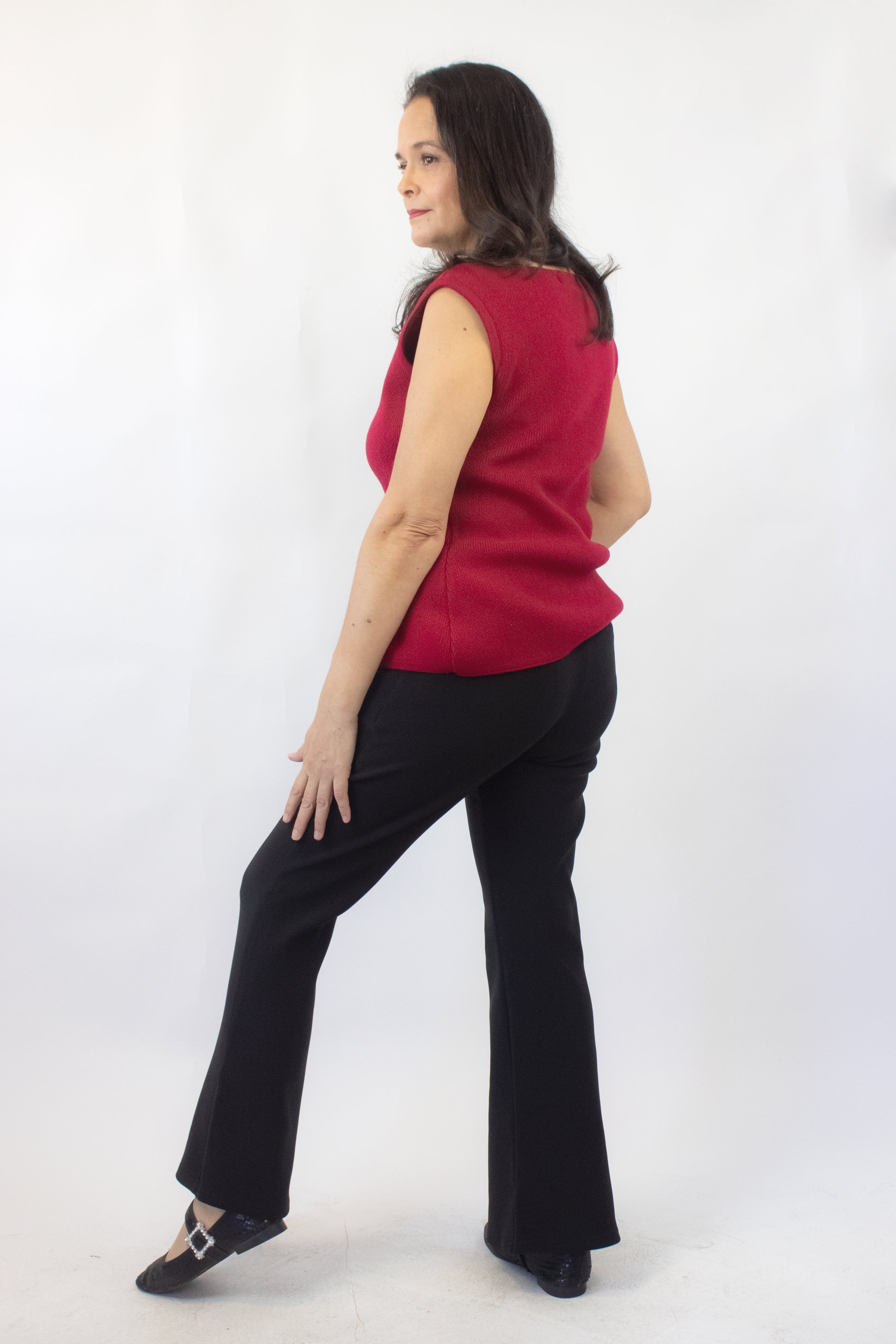 S-87 Pantalon Semi Acampanado Hebilla Circulo Perlas