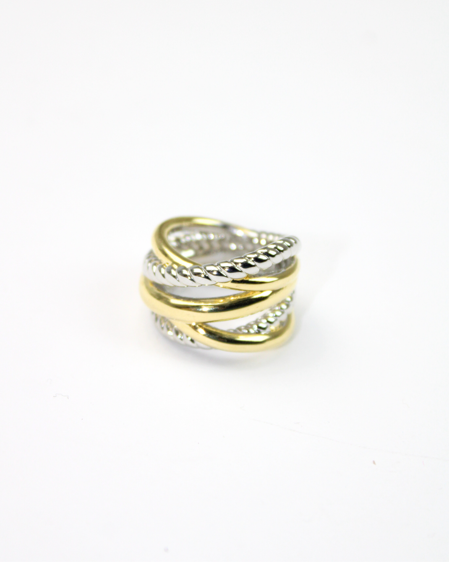 Anillo Bitono cruzado líneas y Torsal 754