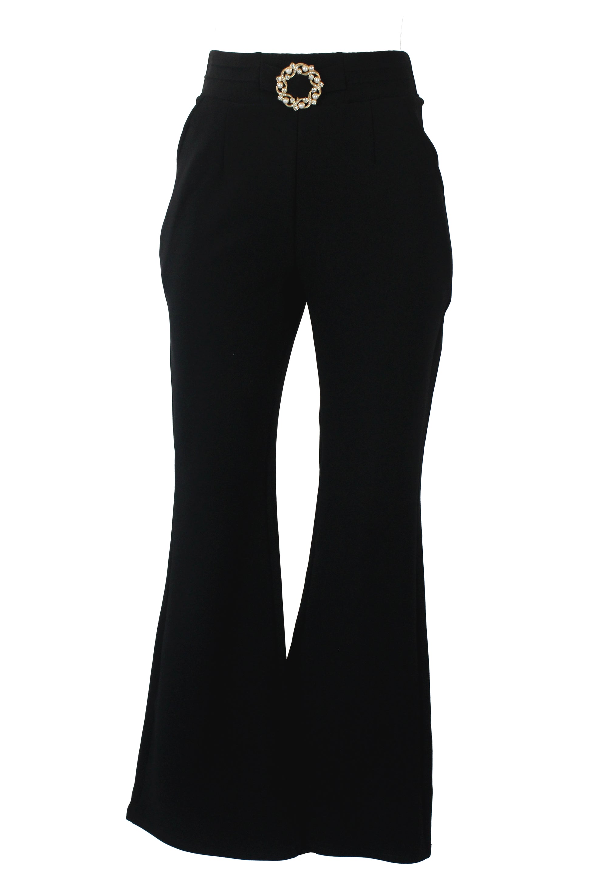 S-87 Pantalon Semi Acampanado Hebilla Circulo Perlas