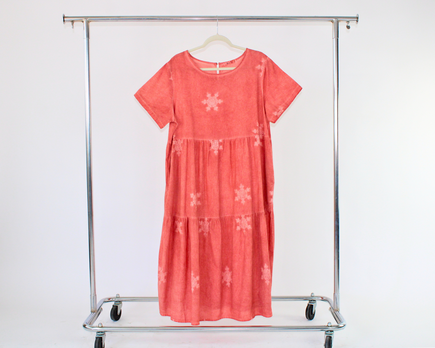 LRS23999 Vestido Largo Tipo Lino Copo De Nieve Estampado