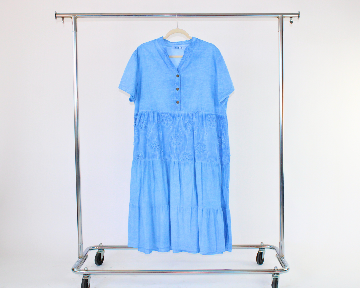 LRS25008 Vestido Largo Cuello Mao Bordado Flores