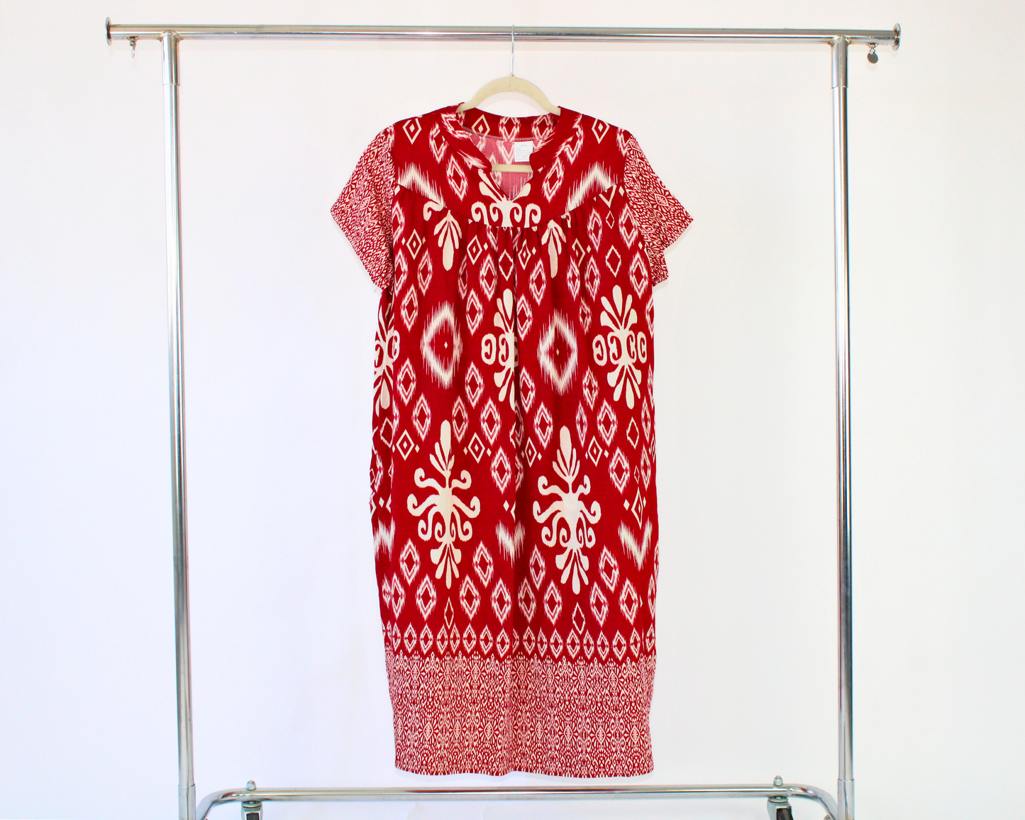 Y303 Vestido algodón estampado rombo