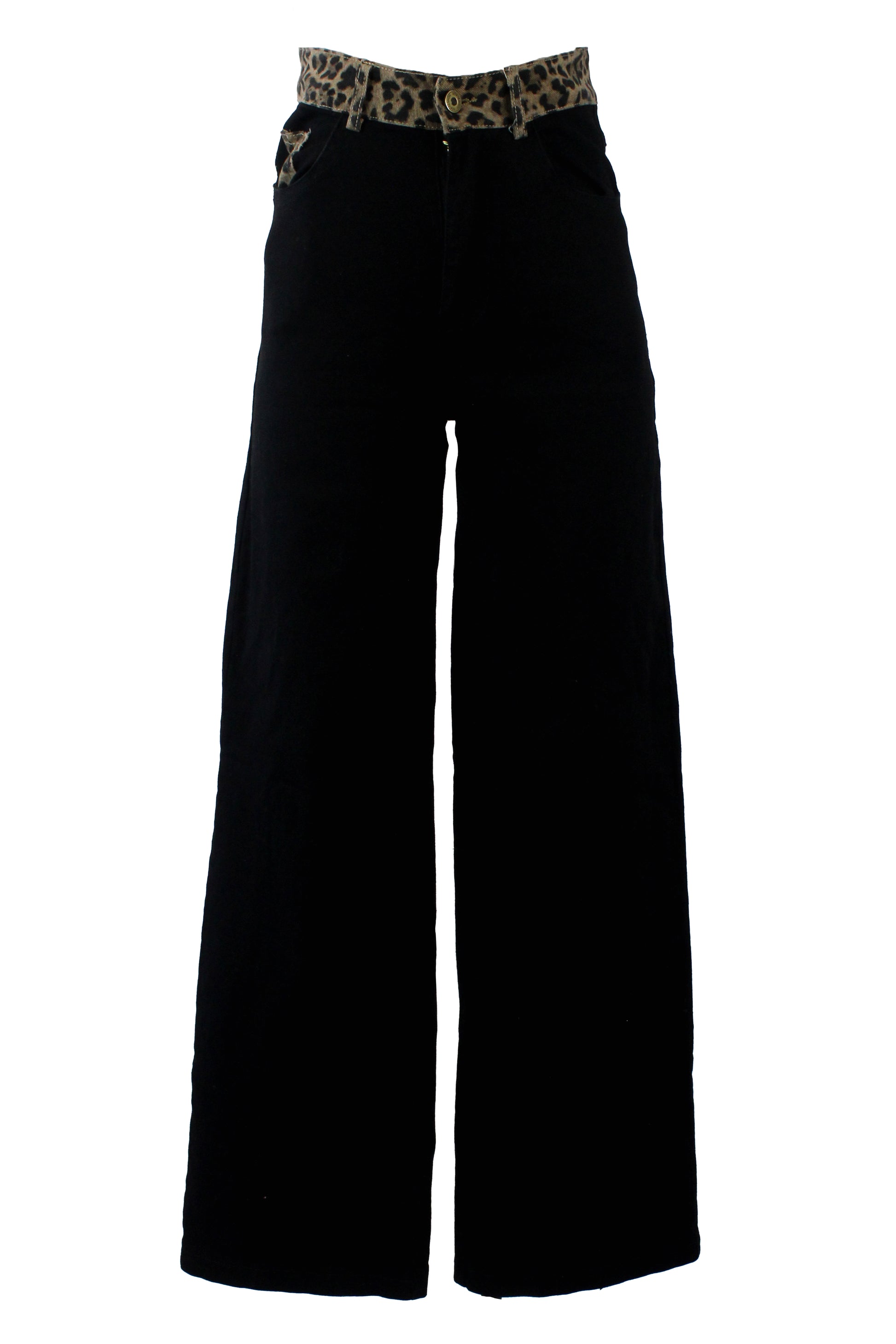 PS958 Pantalón Con Animal Print en Bolsas y Cintura