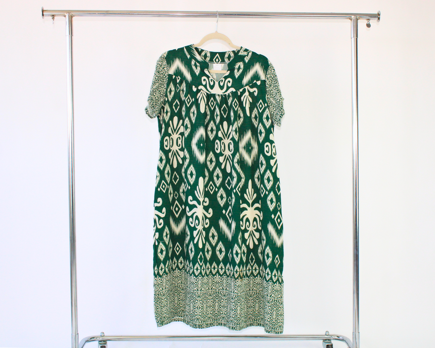 Y303 Vestido algodón estampado rombo