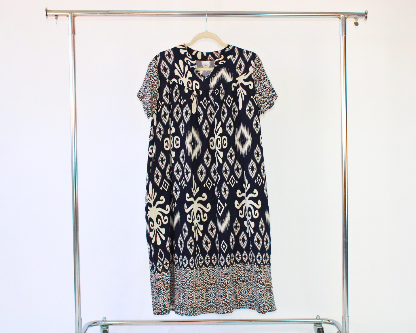 Y303 Vestido algodón estampado rombo
