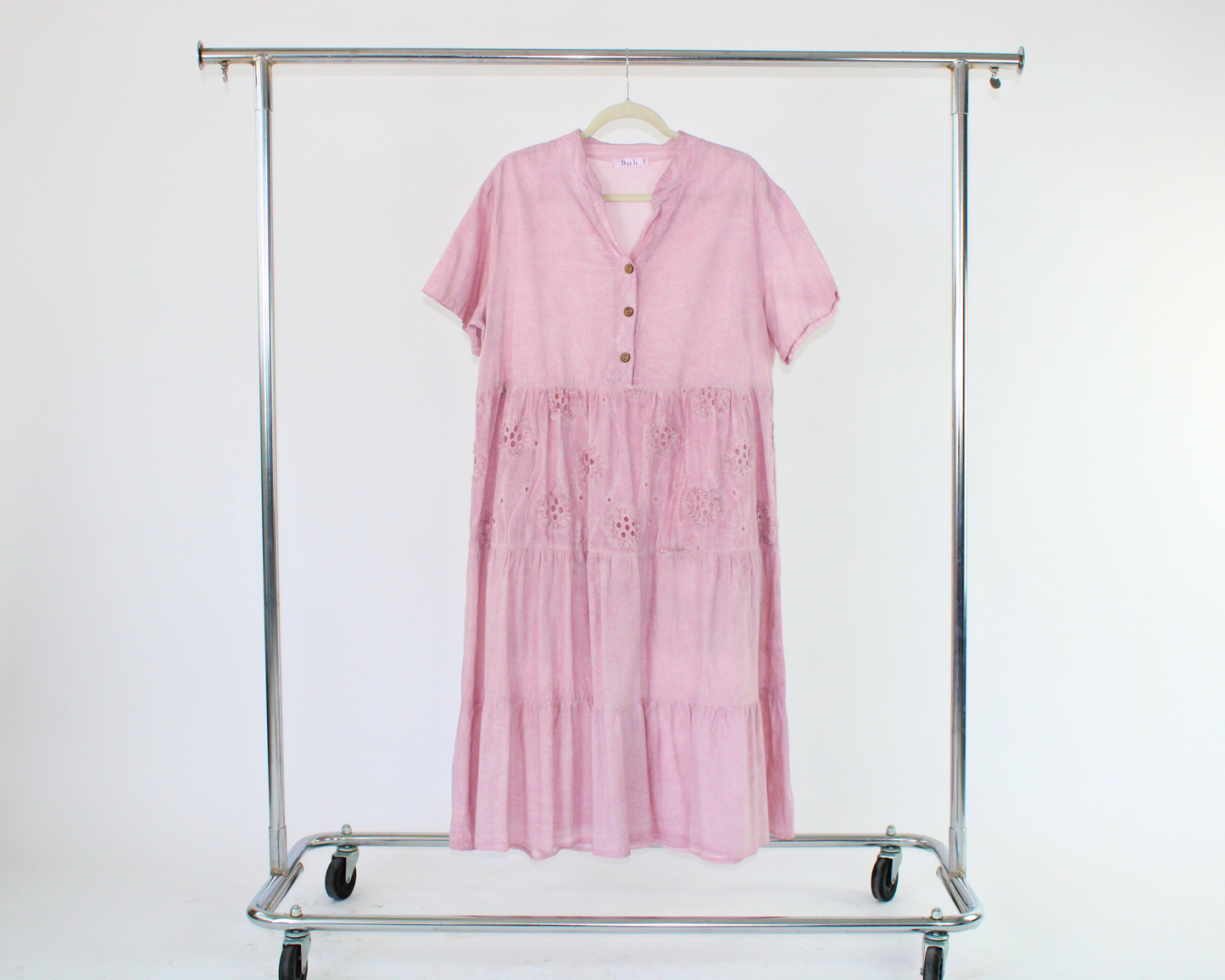 LRS25008 Vestido Largo Cuello Mao Bordado Flores