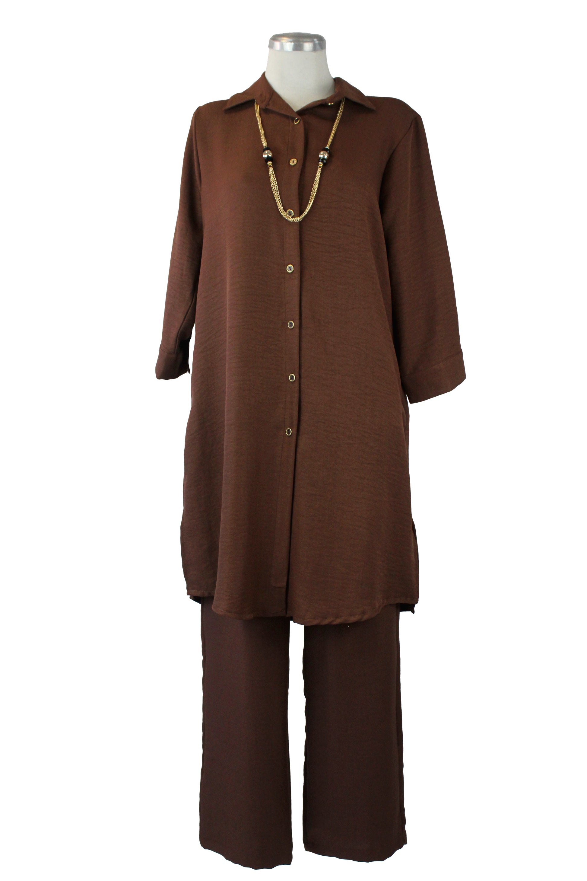 416 Conjunto Camisa Lisa con Collar