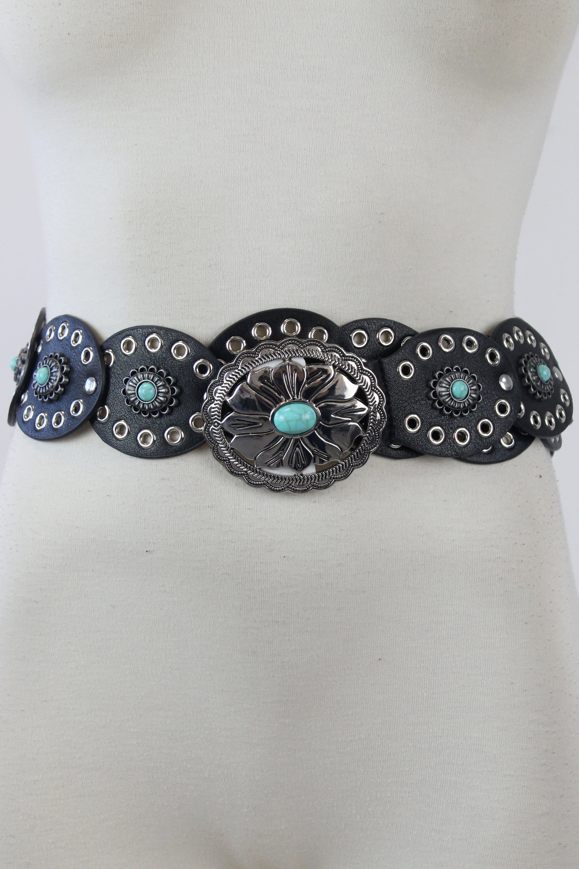 TTB-244 Cinto Óvalos con Estoperoles y Piedra al centro