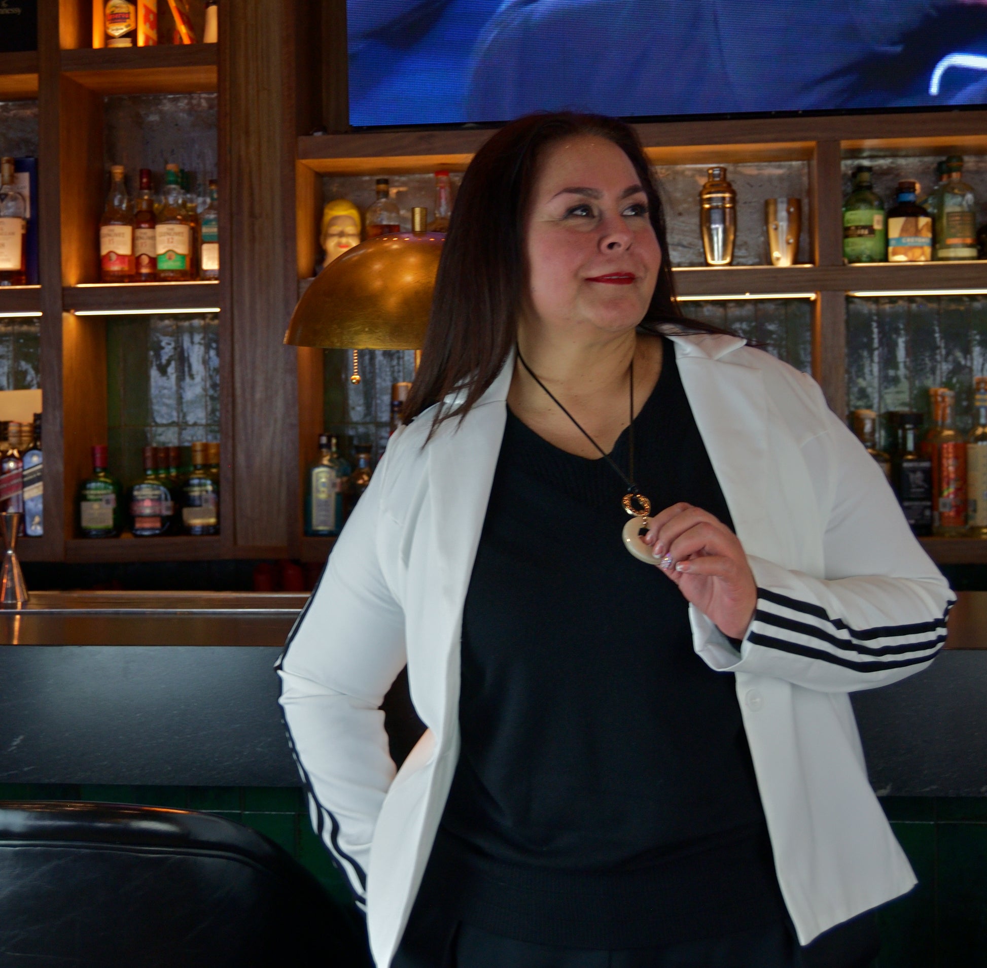 L807 Conjunto Saco con Rayas Laterales