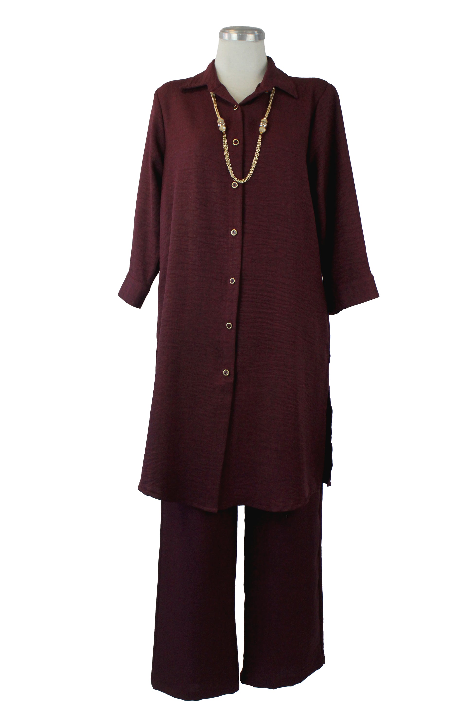 416 Conjunto Camisa Lisa con Collar
