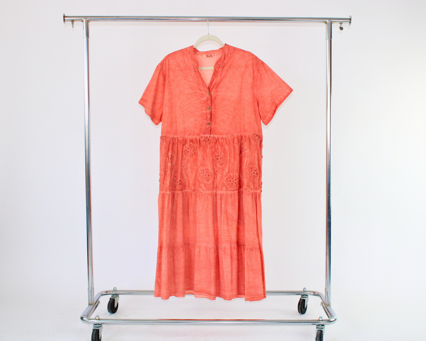 LRS25008 Vestido Largo Cuello Mao Bordado Flores