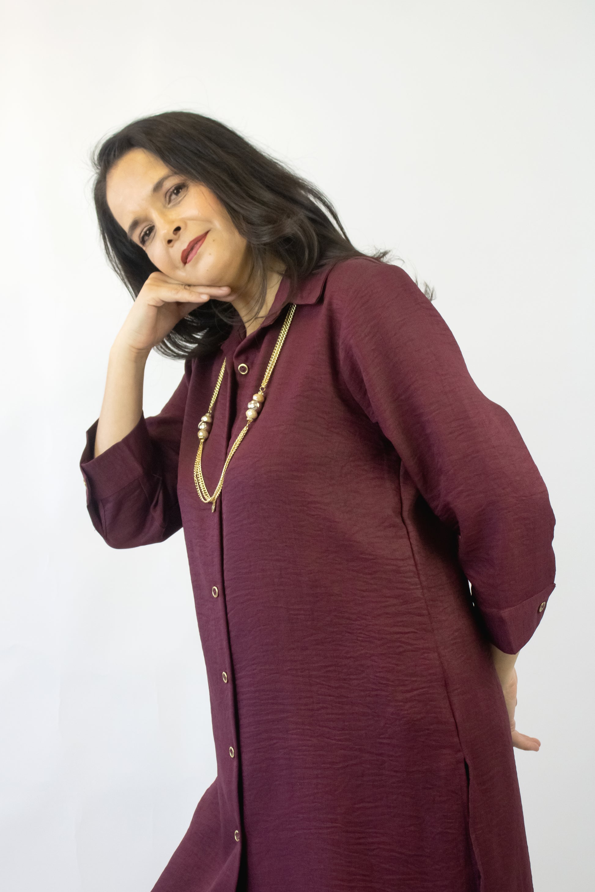 416 Conjunto Camisa Lisa con Collar