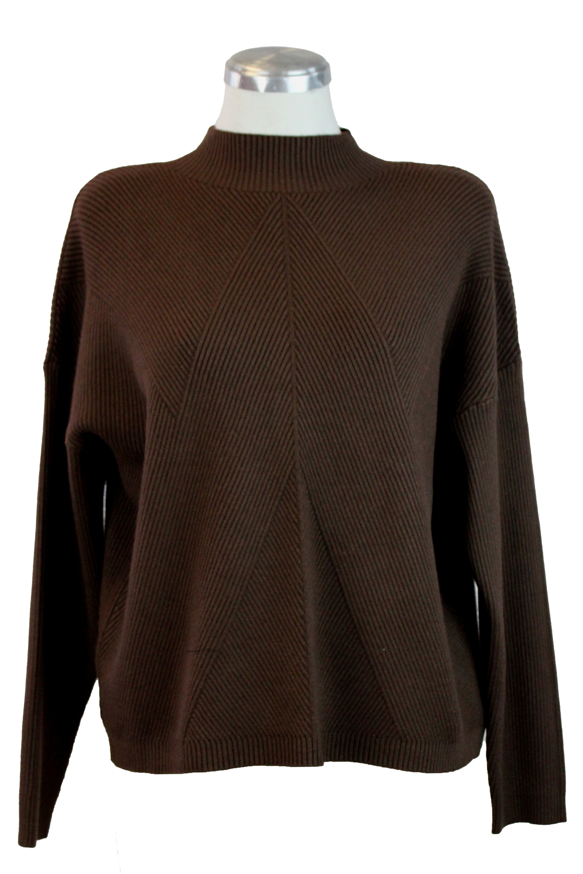 OJ-2660M Suéter Cuello de Tortuga Líneas Cruzadas