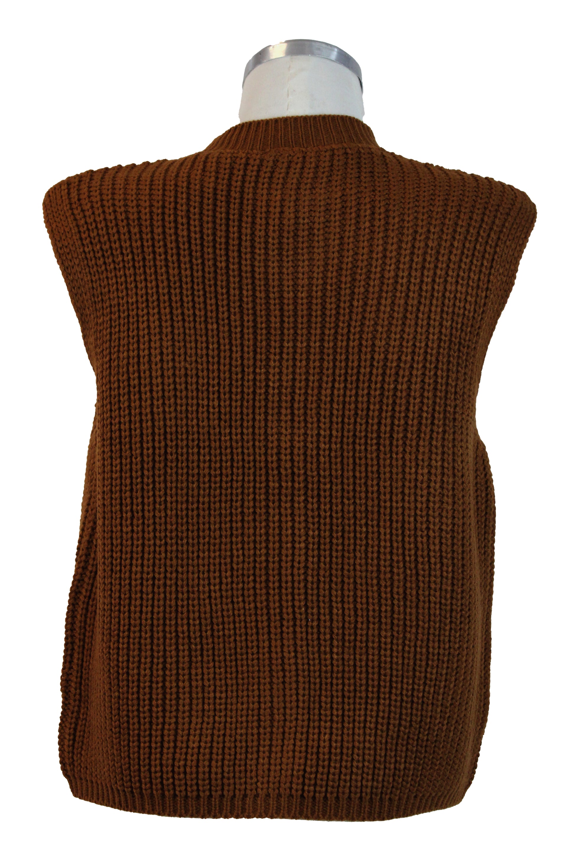 2559 Chaleco Tejido Cuello Punteado Botones Dorados Irregulares