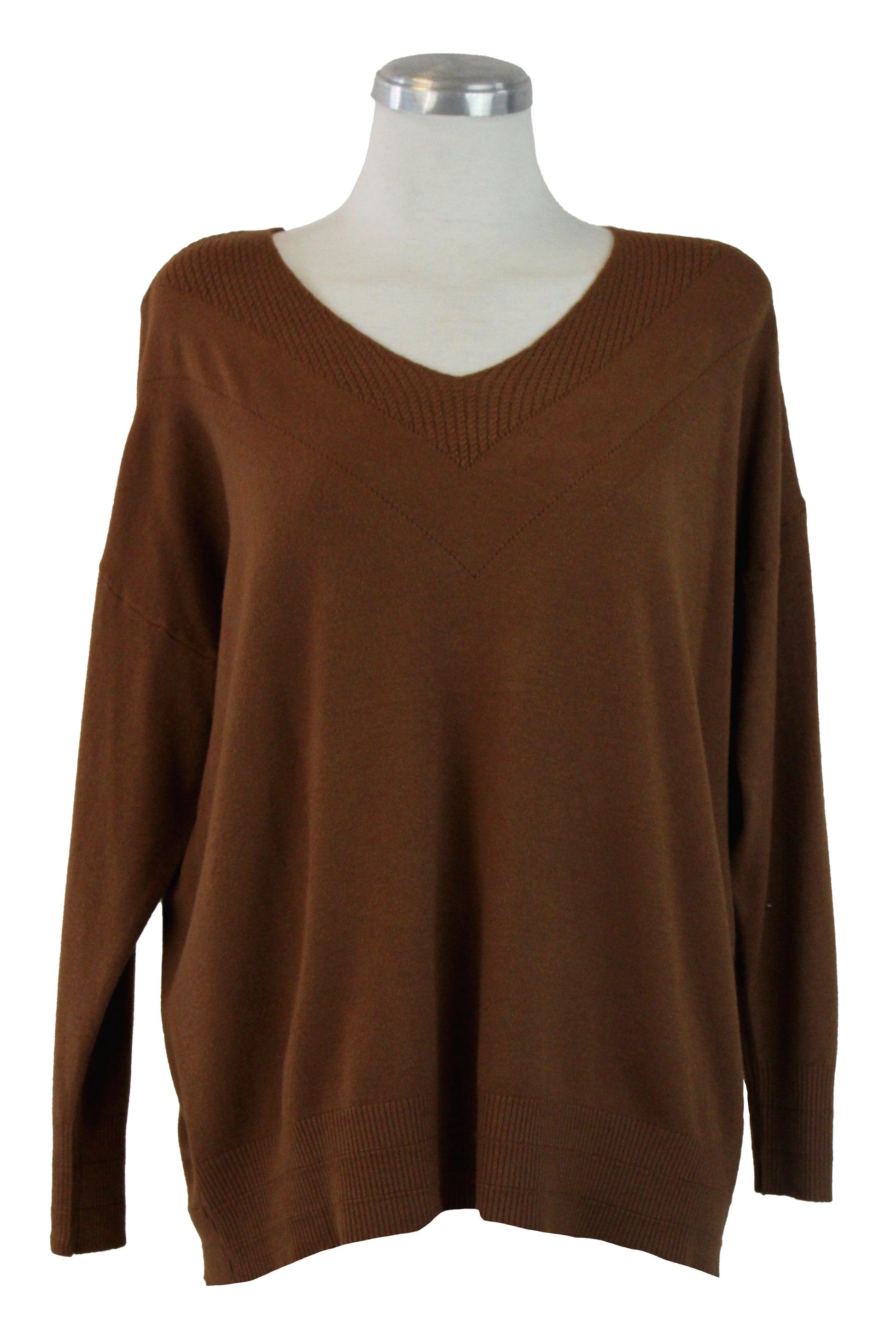 Q720101B Suéter Liso Cuello V Bordado