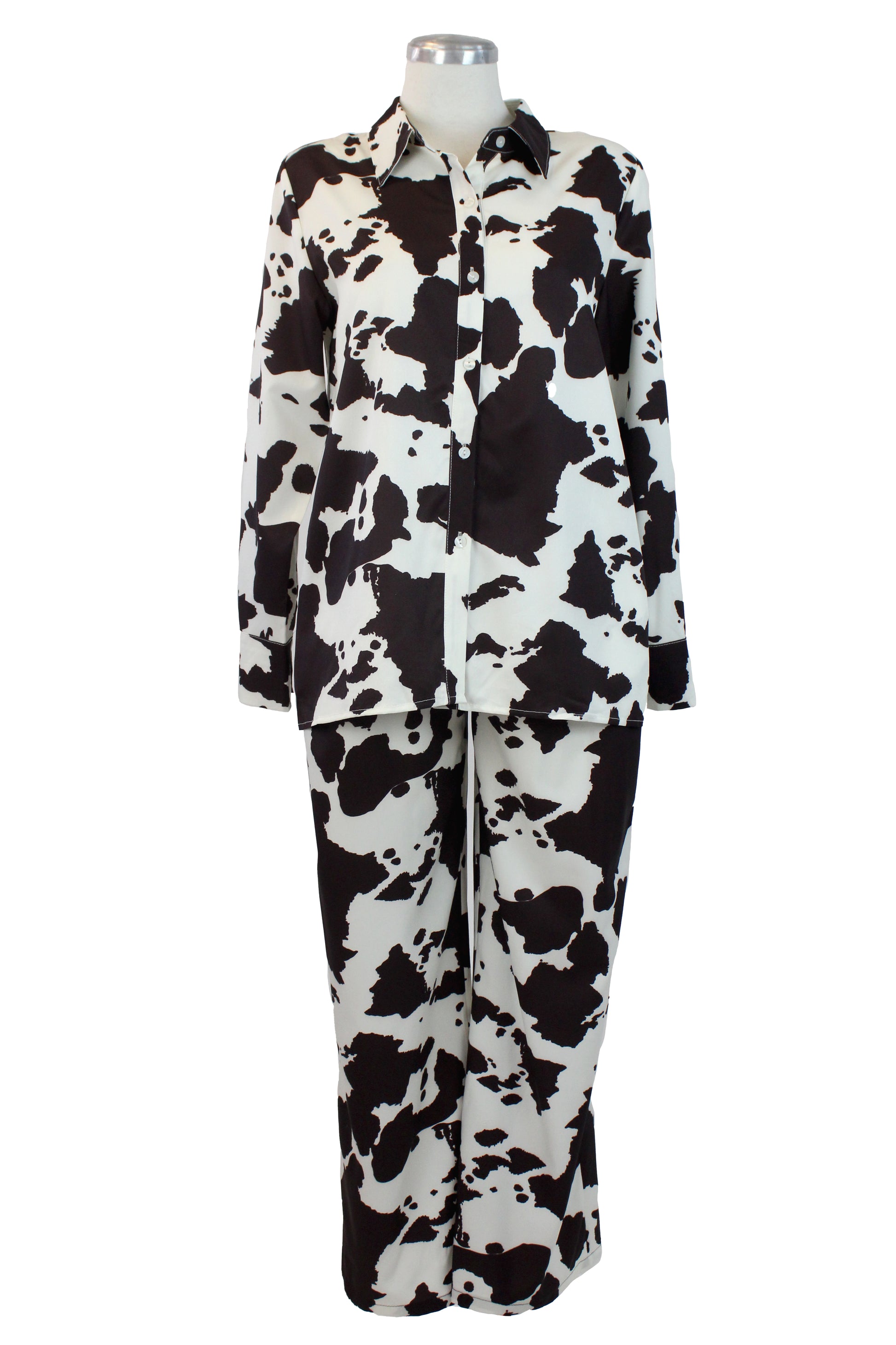 090-XMY25 Conjunto Camisa Estampado Vaca Pantalón con Pretina