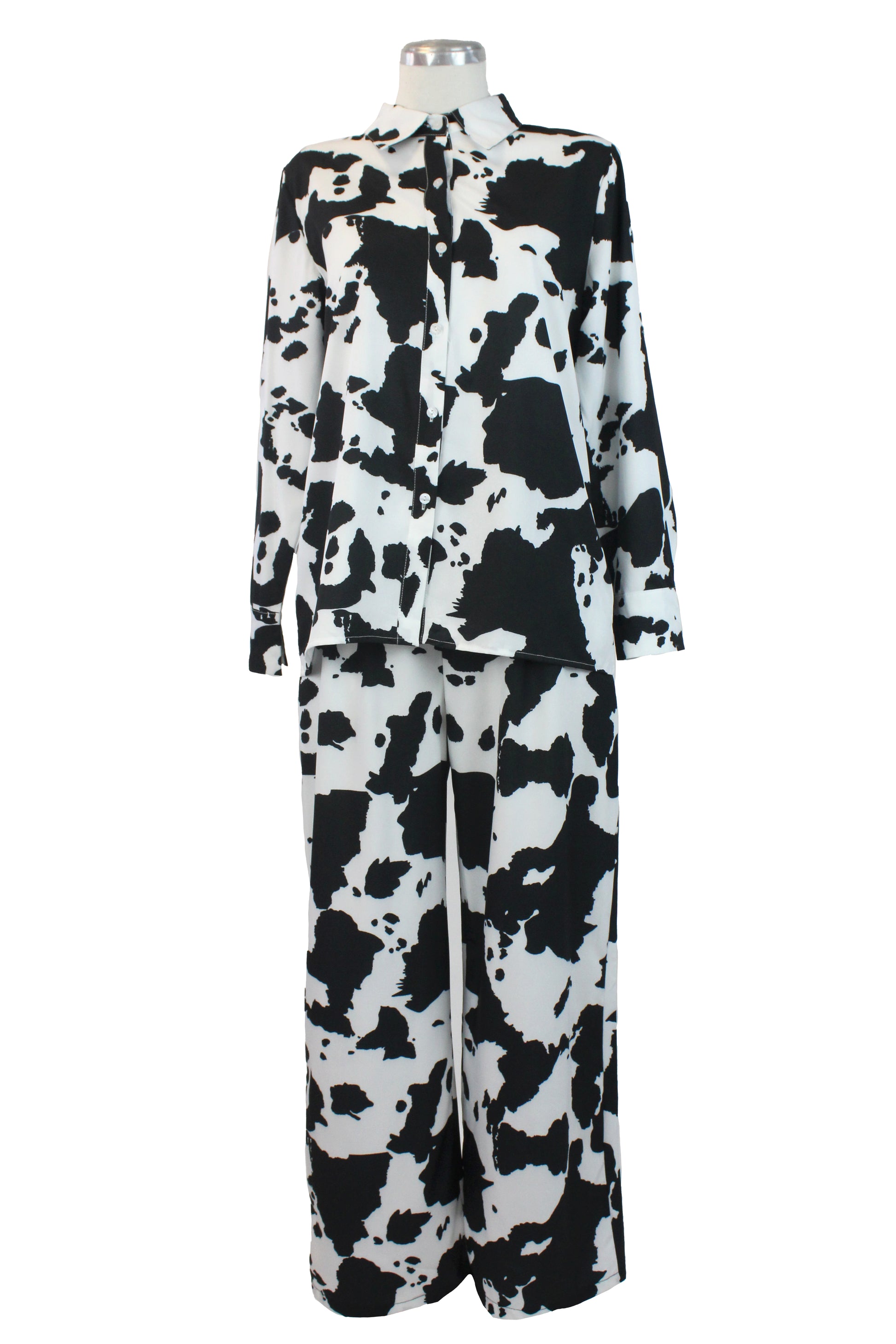 090-XMY25 Conjunto Camisa Estampado Vaca Pantalón con Pretina