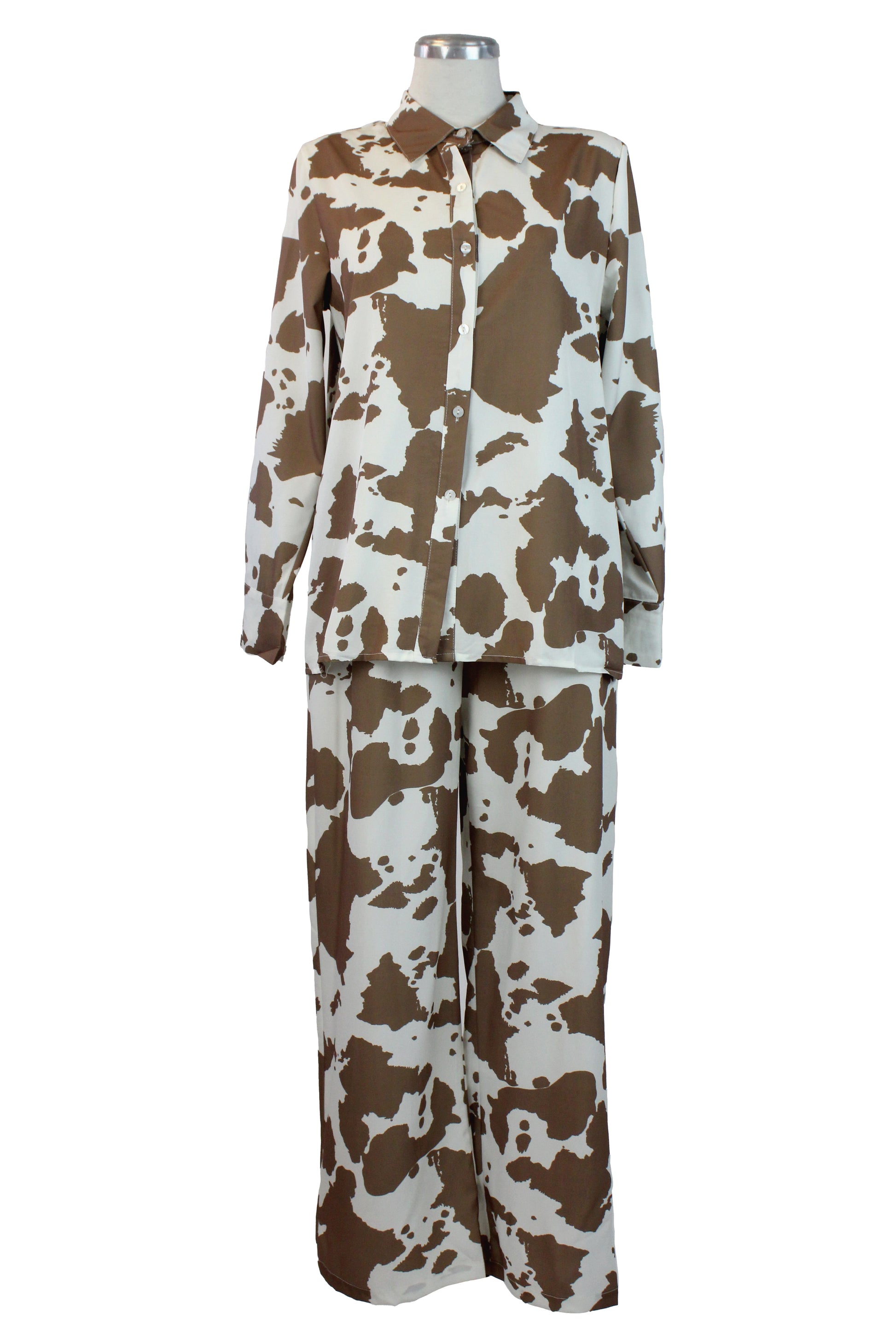 090-XMY25 Conjunto Camisa Estampado Vaca Pantalón con Pretina