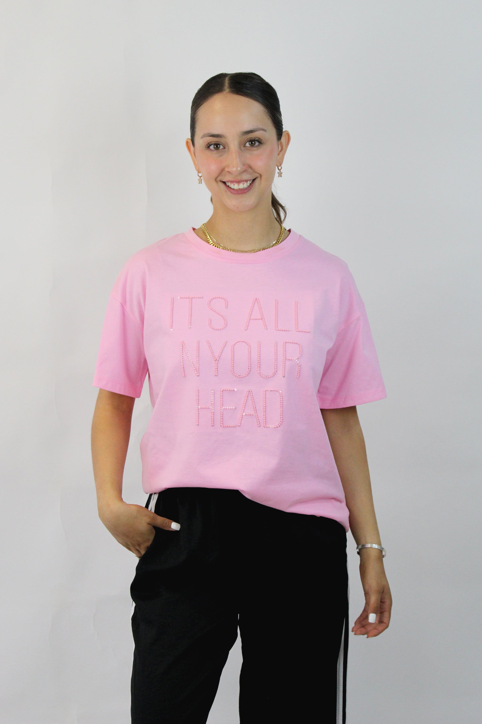 GX-3K807 Blusa Frase Con Piedras