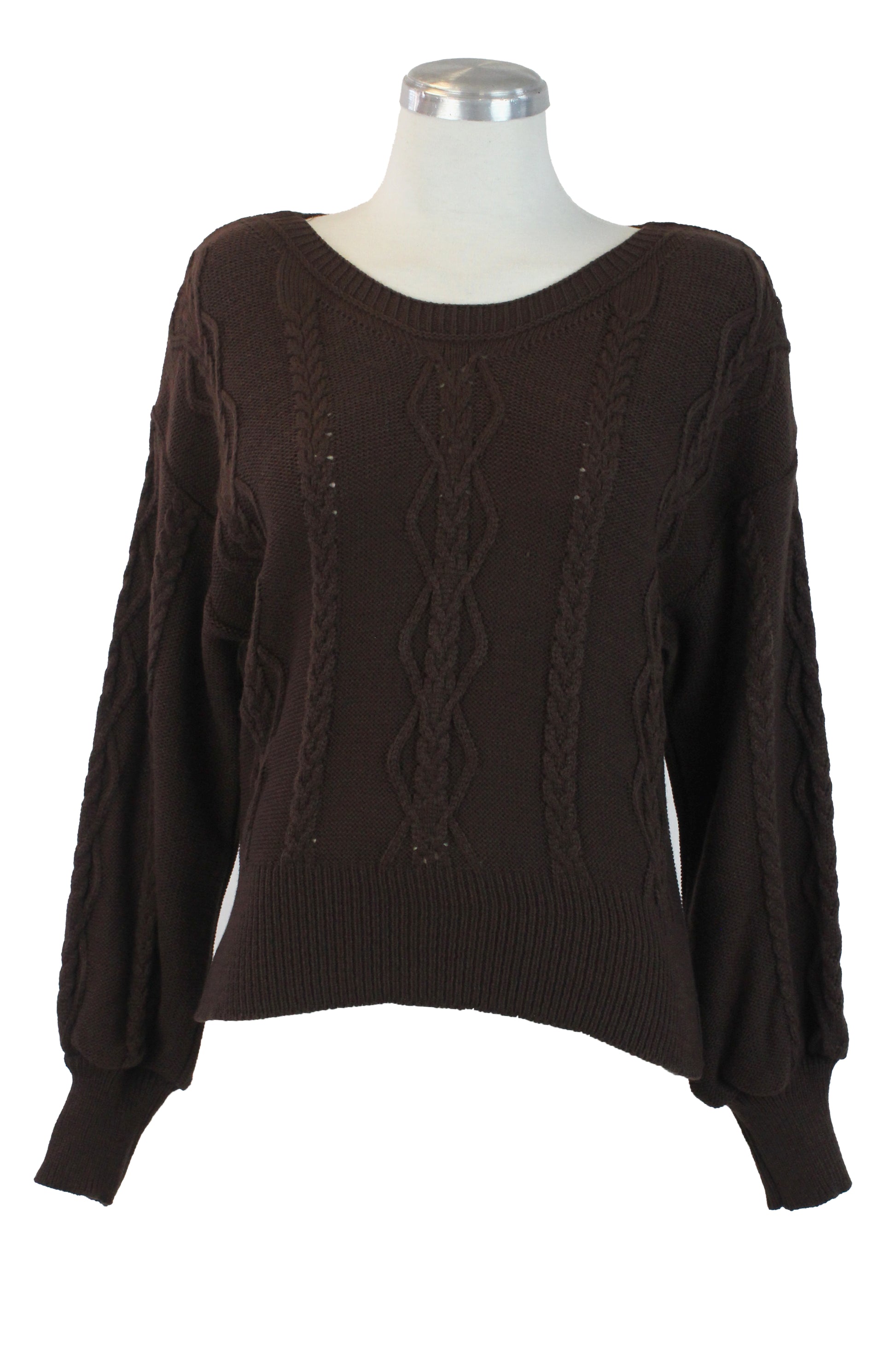 2570 Suéter Tejido Diseño Líneas Trenzadas