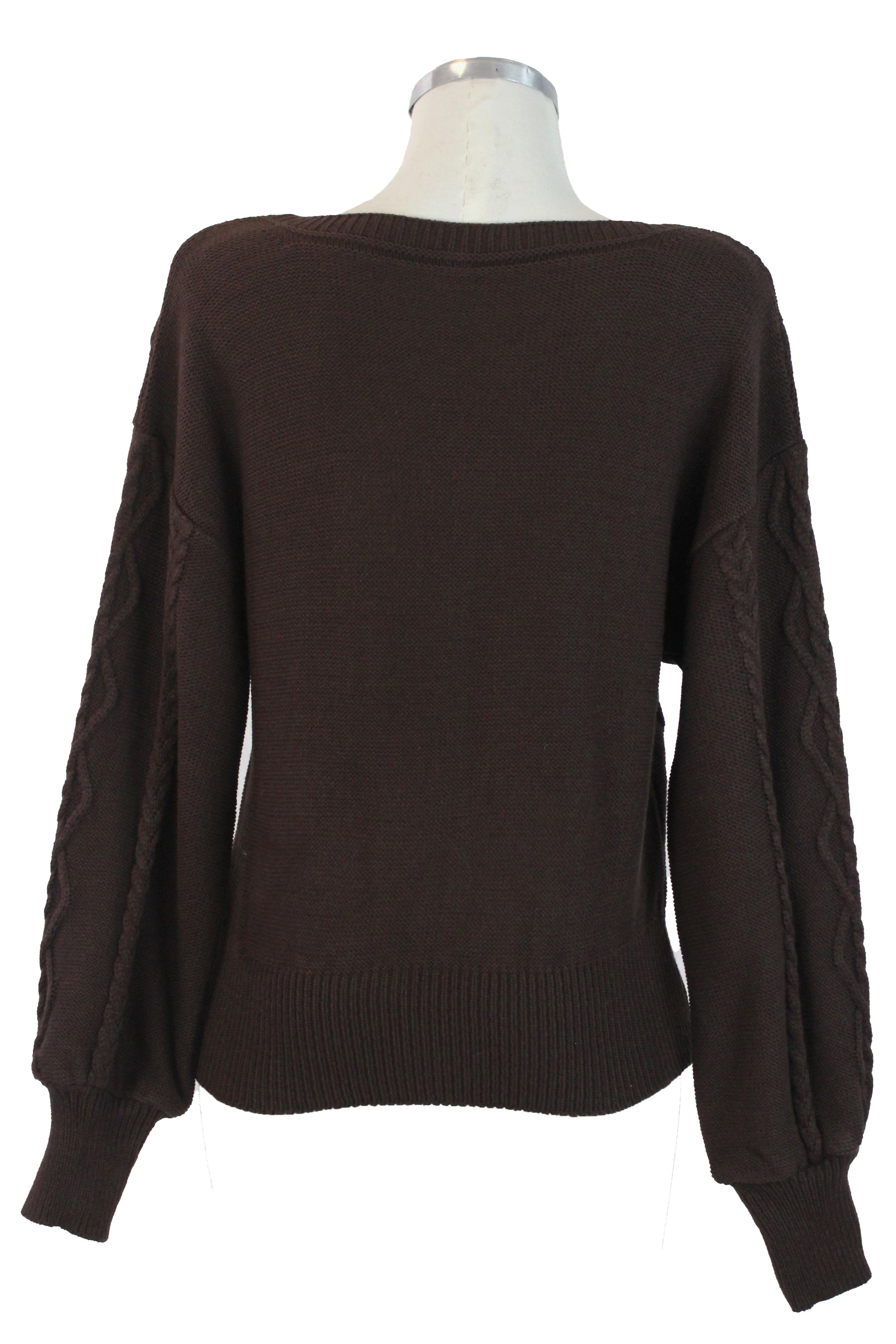 2570 Suéter Tejido Diseño Líneas Trenzadas