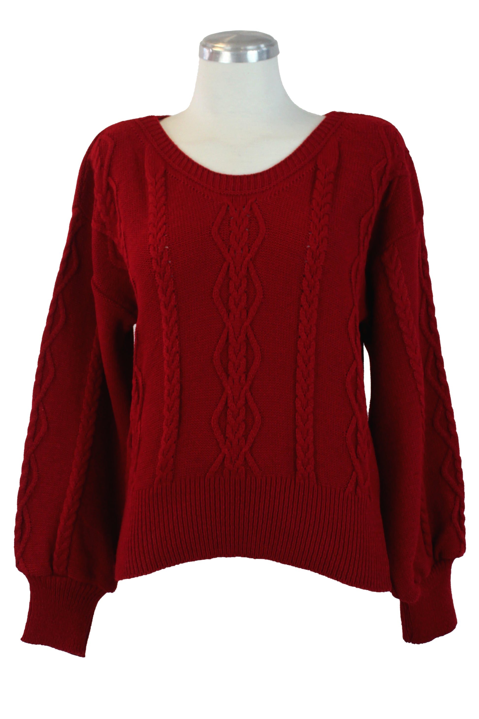 2570 Suéter Tejido Diseño Líneas Trenzadas