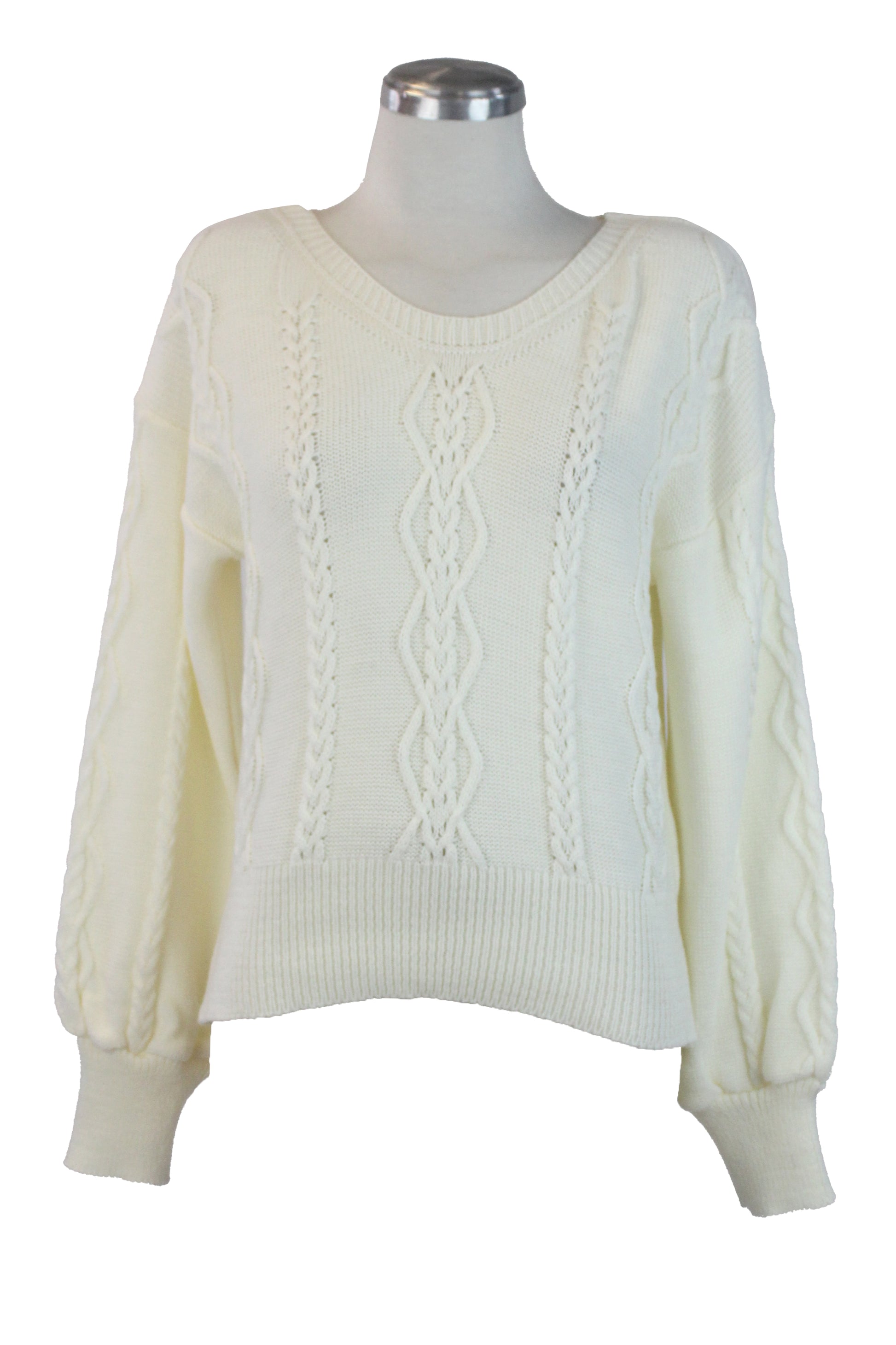 2570 Suéter Tejido Diseño Líneas Trenzadas