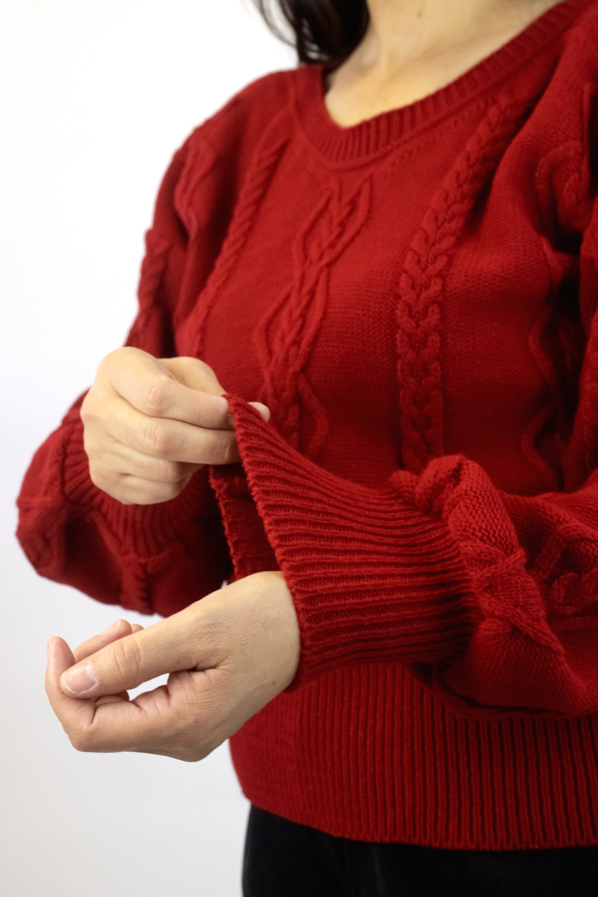 2570 Suéter Tejido Diseño Líneas Trenzadas