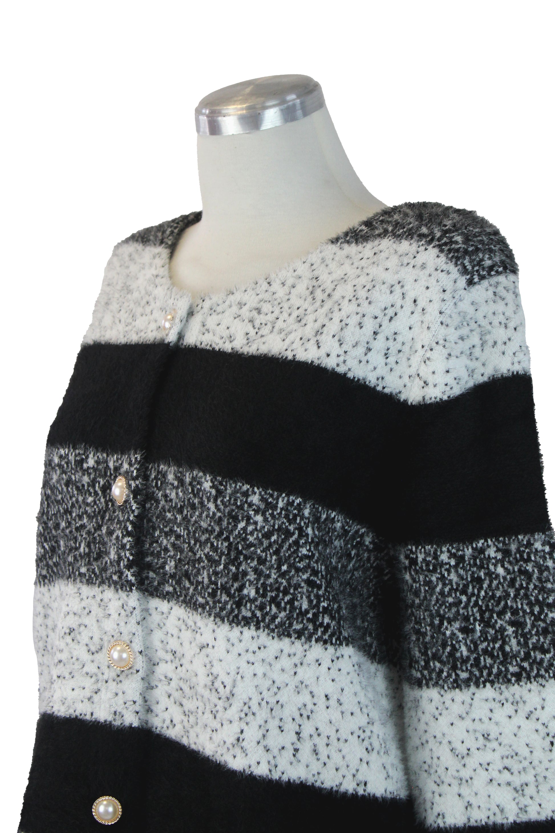 817 Suéter Afelpado Franjas y Puntos