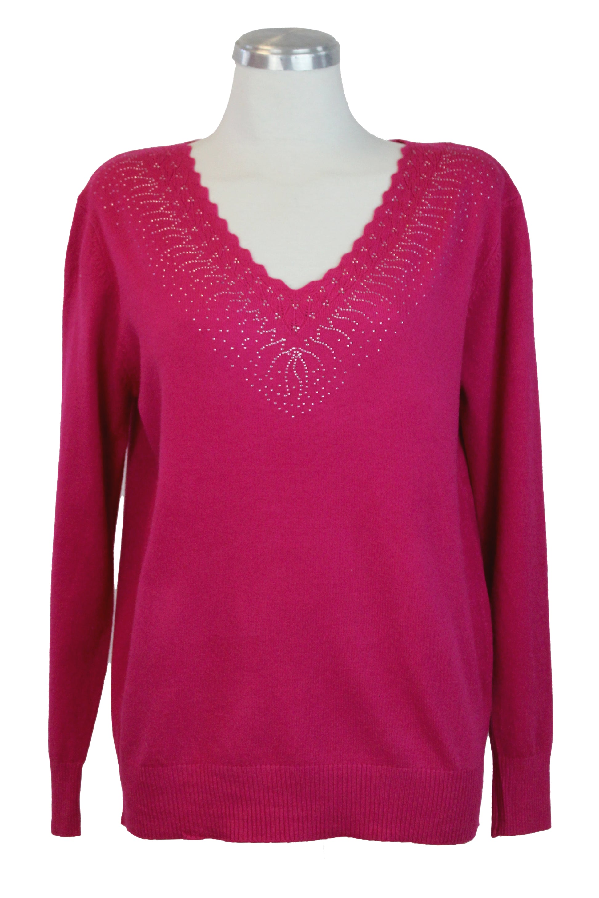 22655-4 Suéter Liso Cuello V Con Brillos