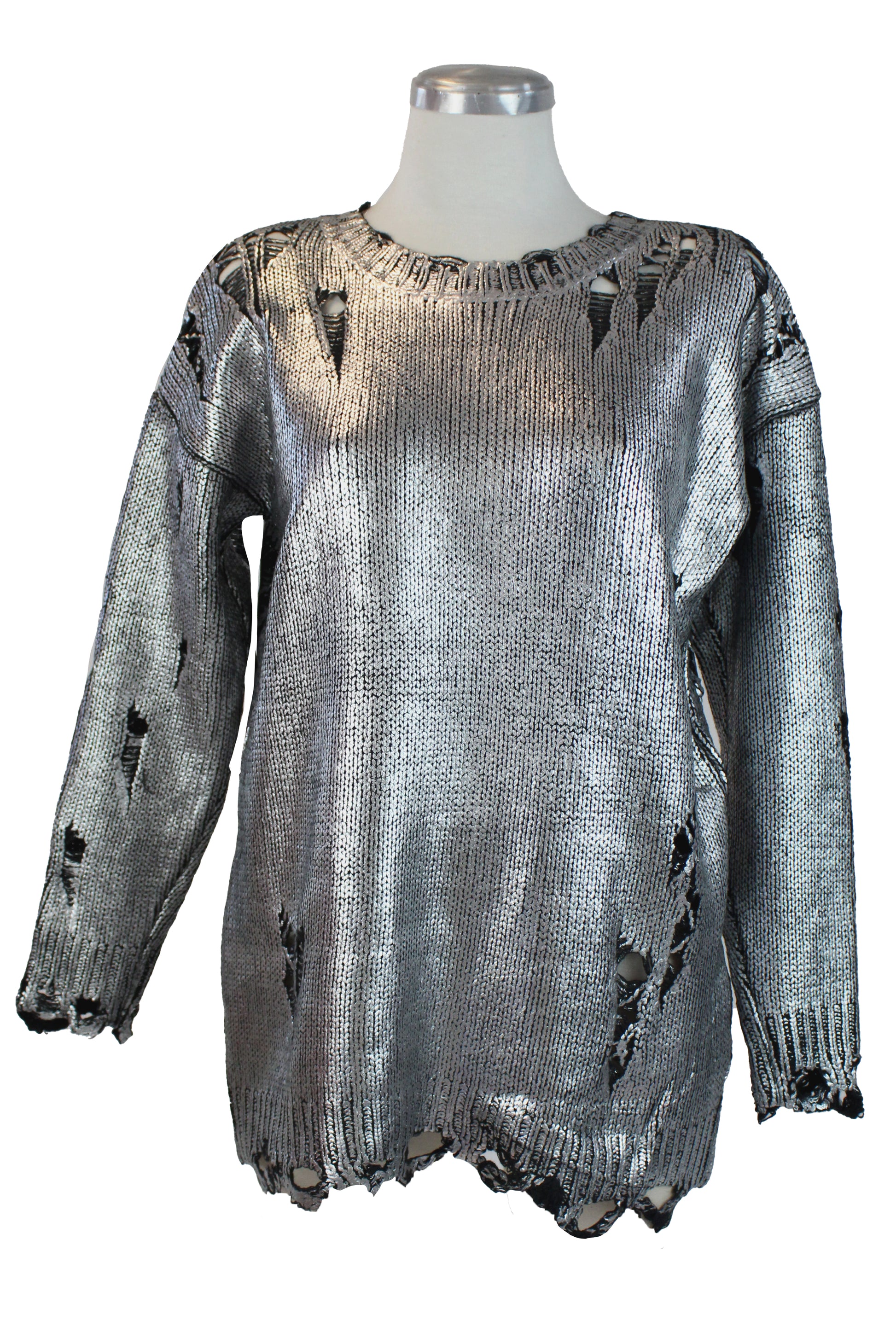 25221 Suéter Efecto Metálico Diseño Trozado