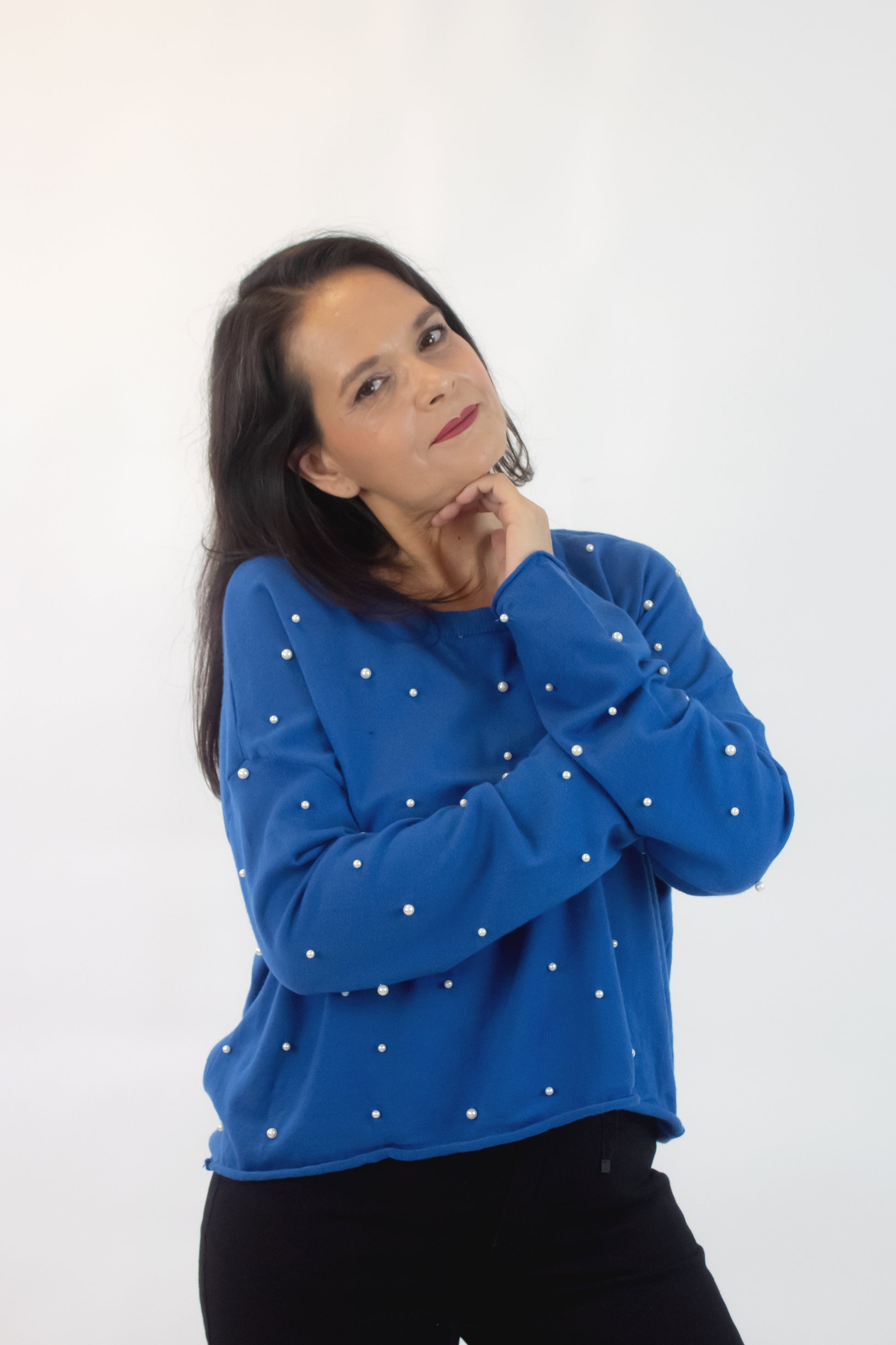 5716 Blusa Tipo Suéter con Perlas