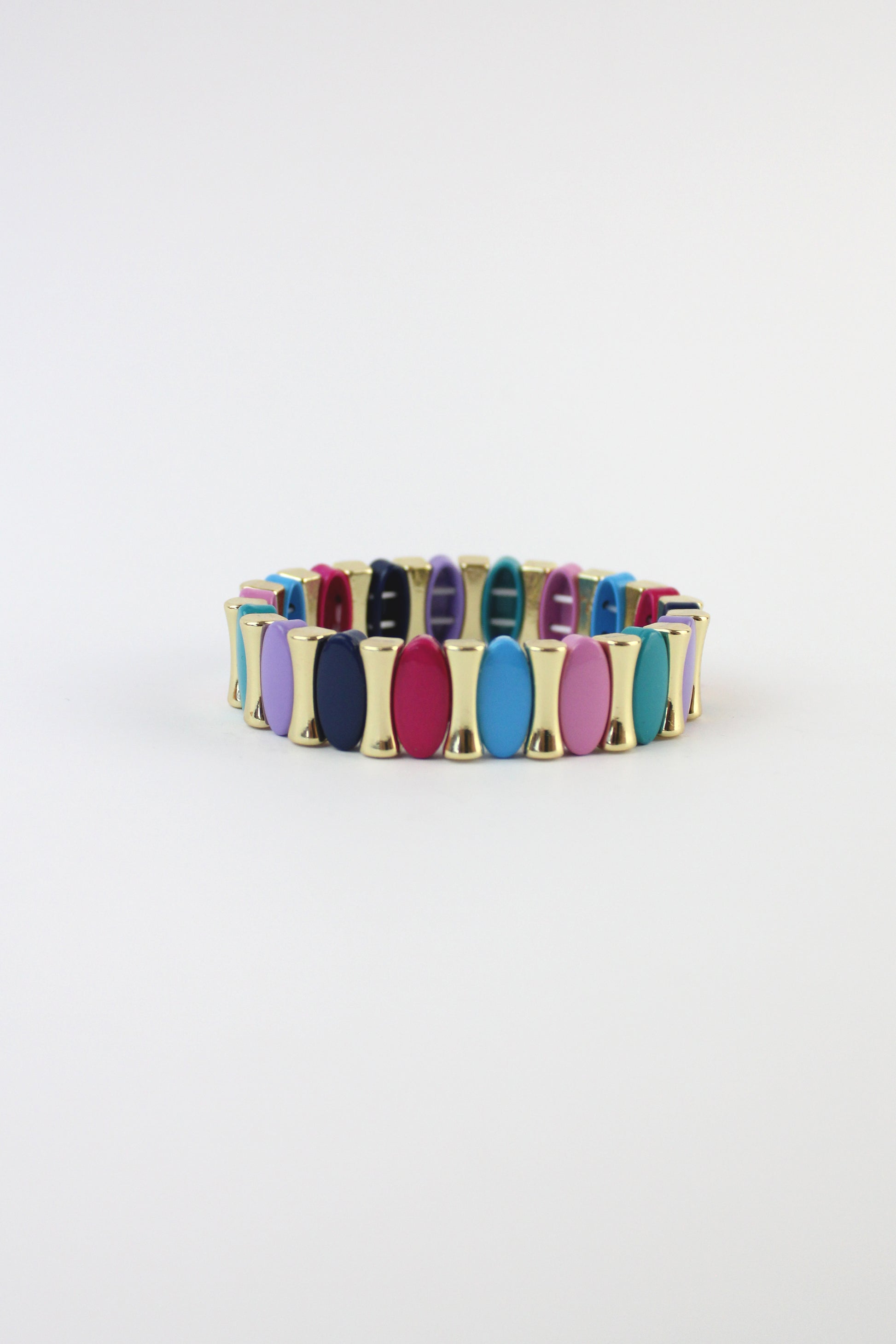 P274624 Pulsera Elastica Ovalos y Huesitos Colores