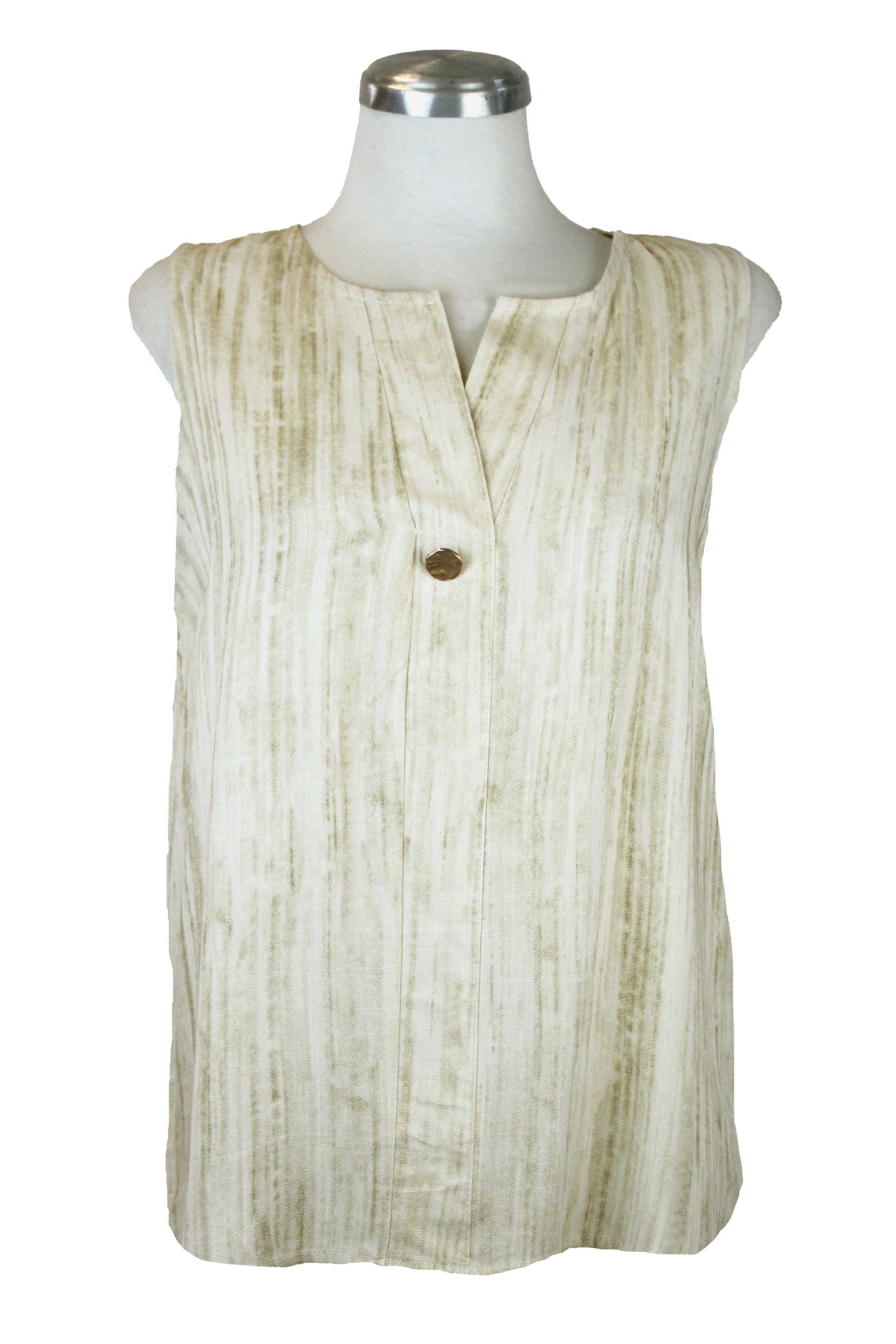 72766 Blusa Sin Manga Acanalada C/Botón Dorado