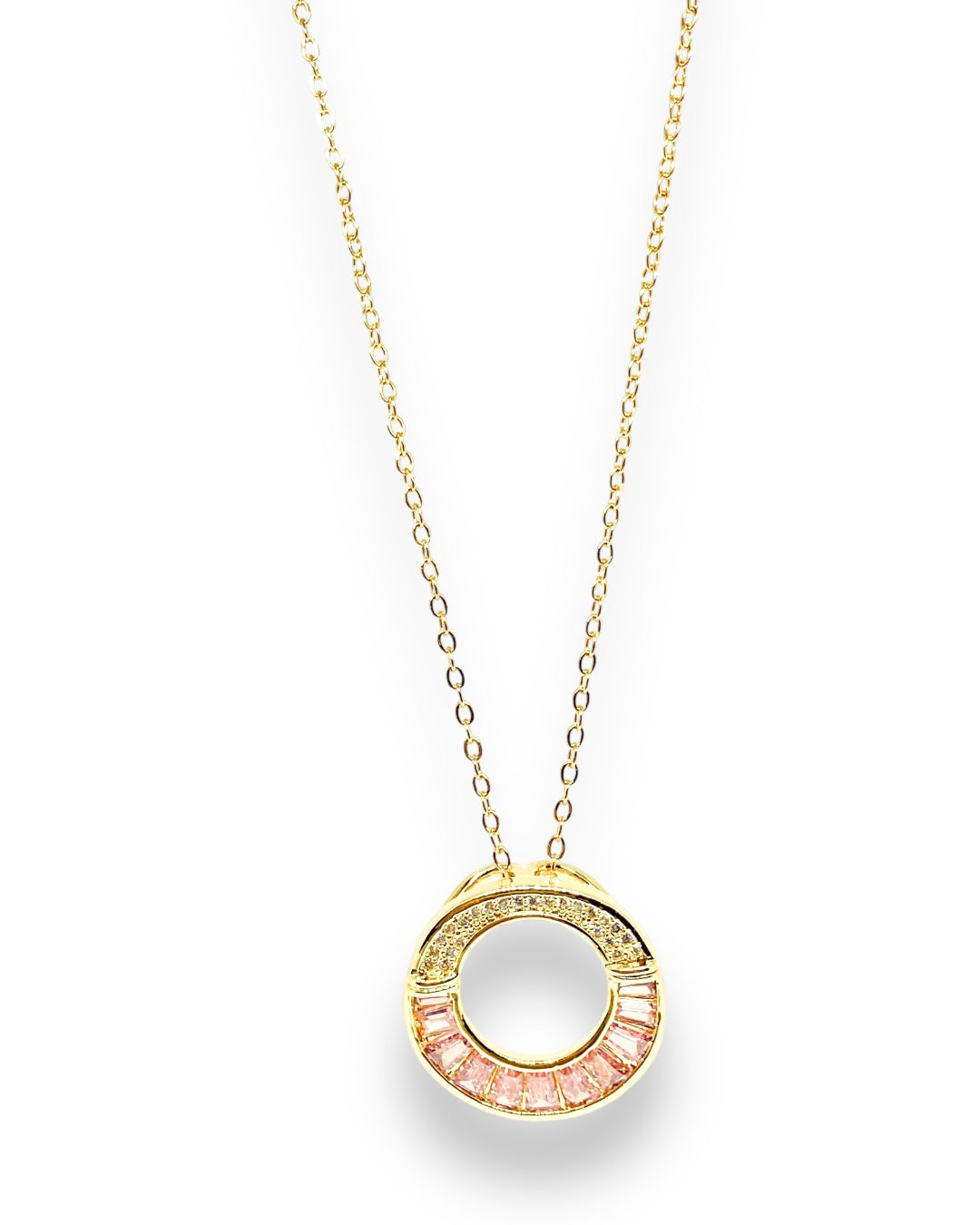 Collar Cristales Rosa Circulo 0303