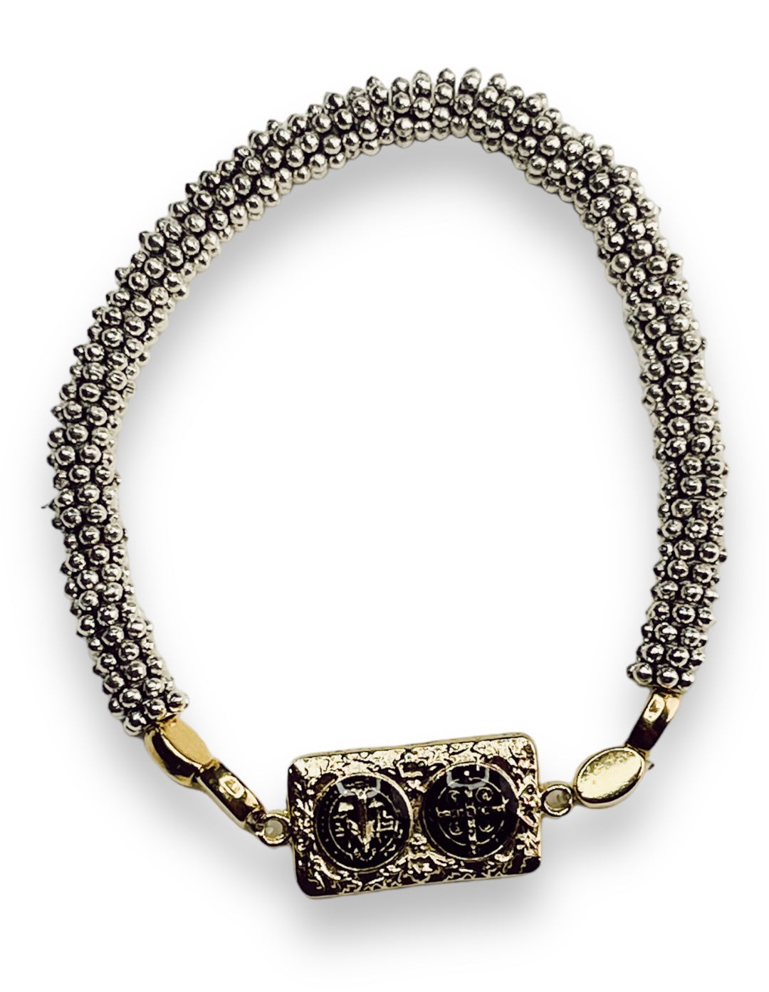 Pulsera Pewter Escapulario Doble San Benito 567