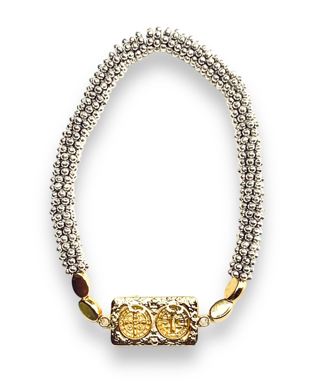 Pulsera Pewter Escapulario Doble San Benito 567