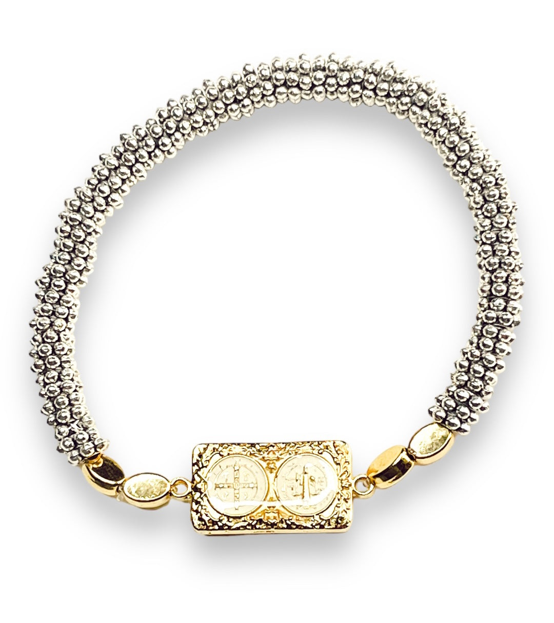 Pulsera Pewter Escapulario Doble San Benito 567