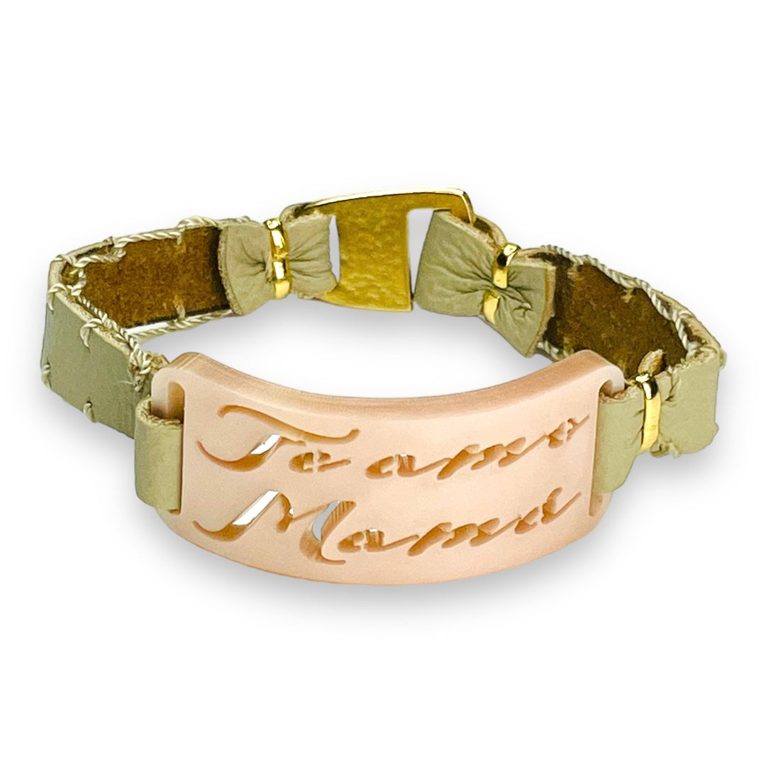 Pulsera Piel Placa Te Amo Mamá 606