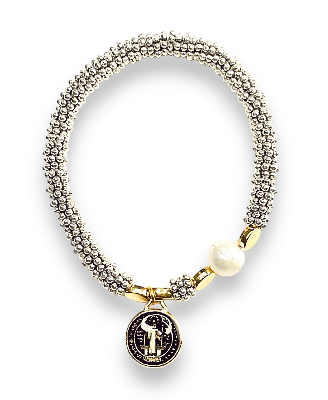 Pulsera Pewter Medalla San Benito 566
