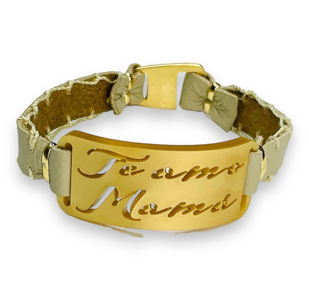 Pulsera Piel Placa Te Amo Mamá 606