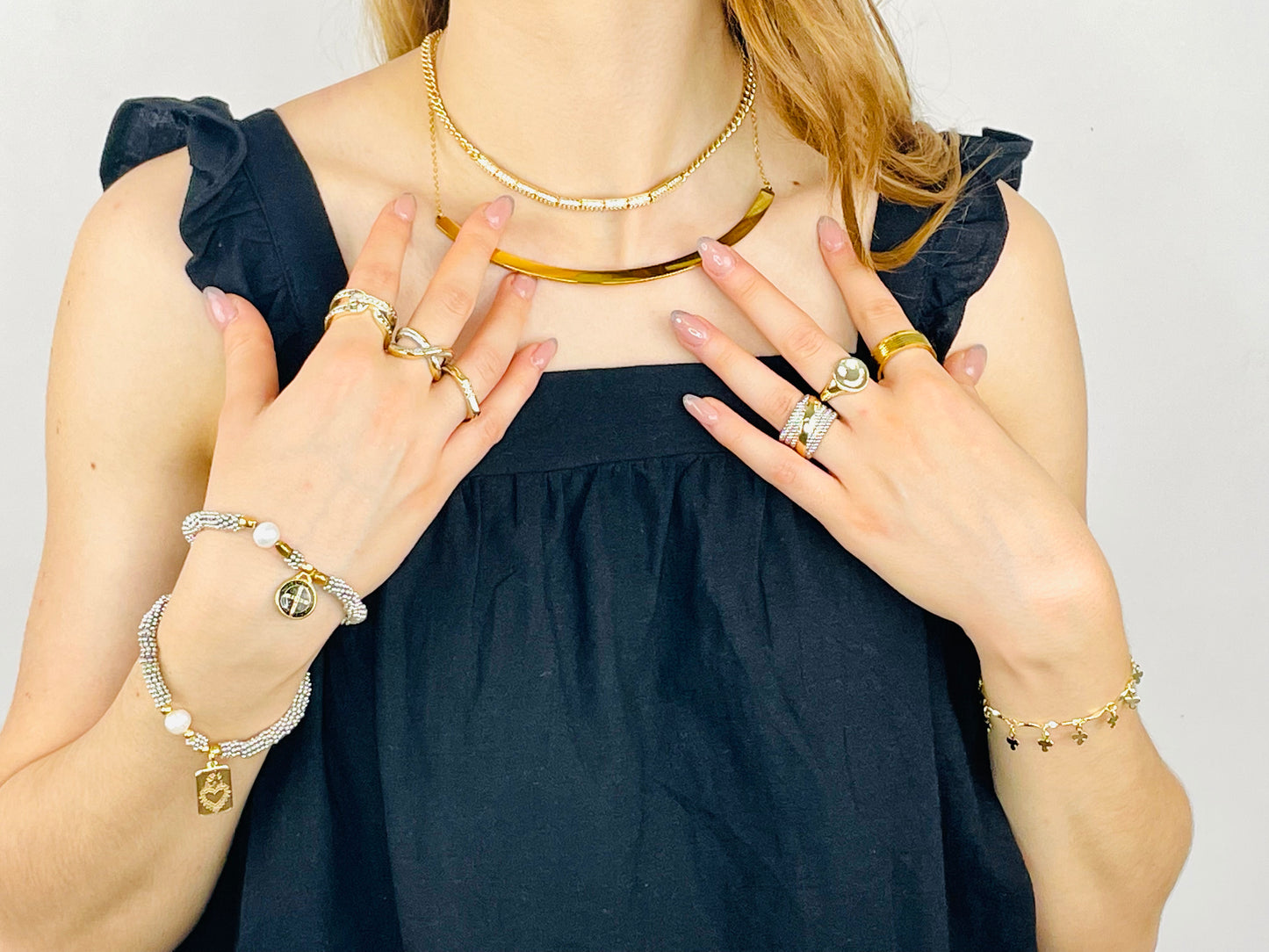 Collar Mitad Cadena y Placas Brillos 85289