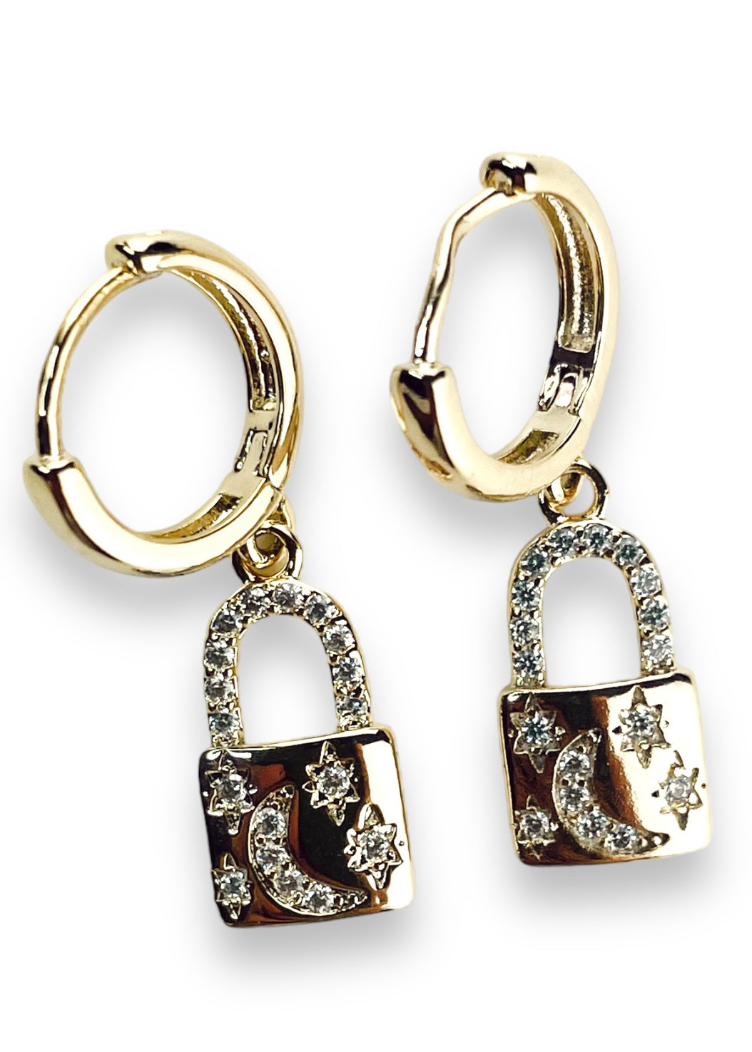 Arete Candado Luna y Estrellas 93604