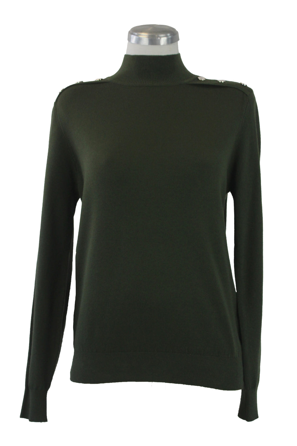 1283 Suéter Cuello Alto y Botones en los Hombros