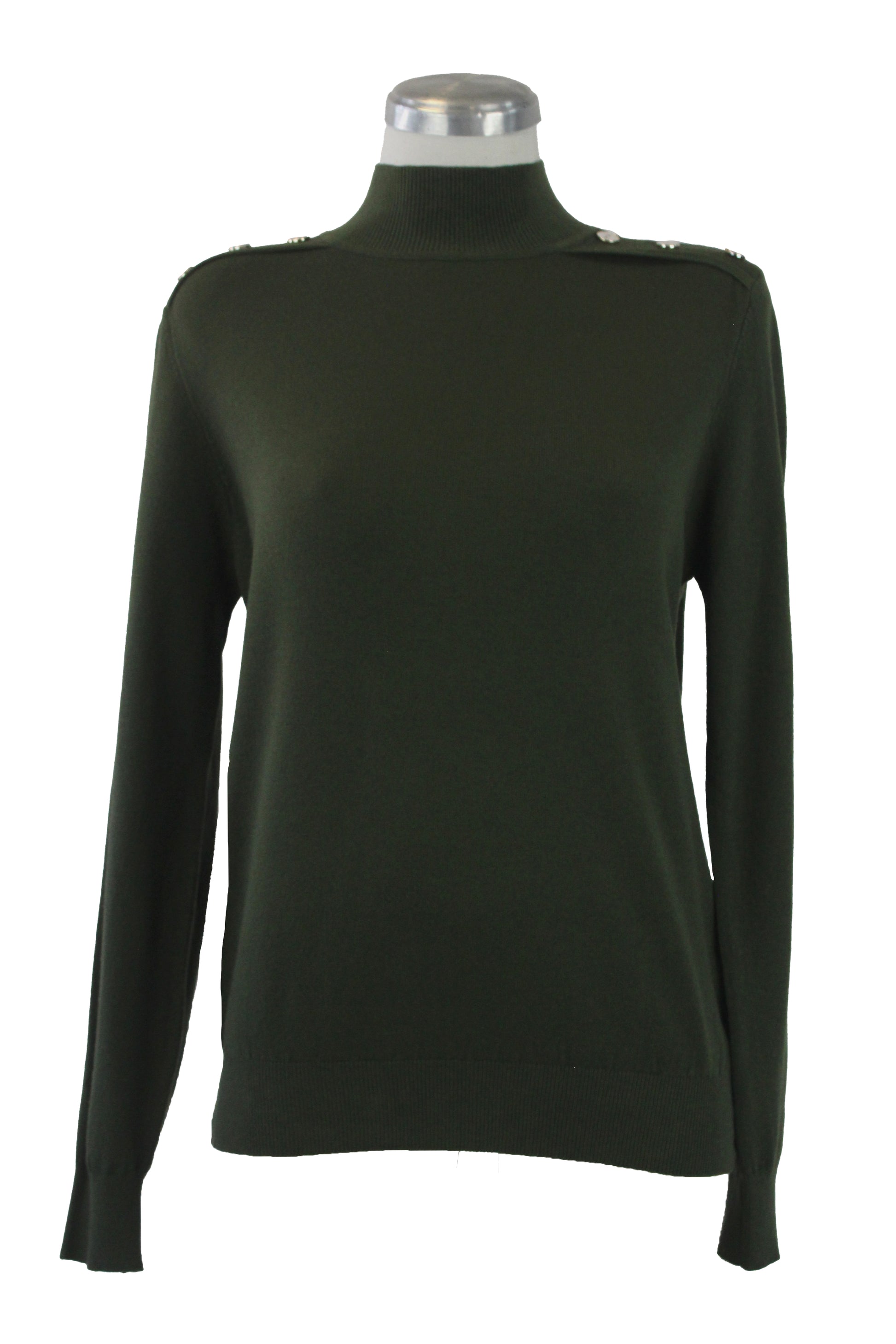 1283 Suéter Cuello Alto y Botones en los Hombros