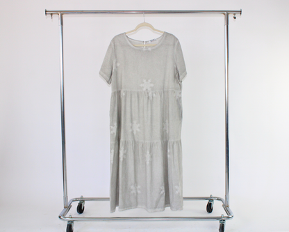 LRS23999 Vestido Largo Tipo Lino Copo De Nieve Estampado