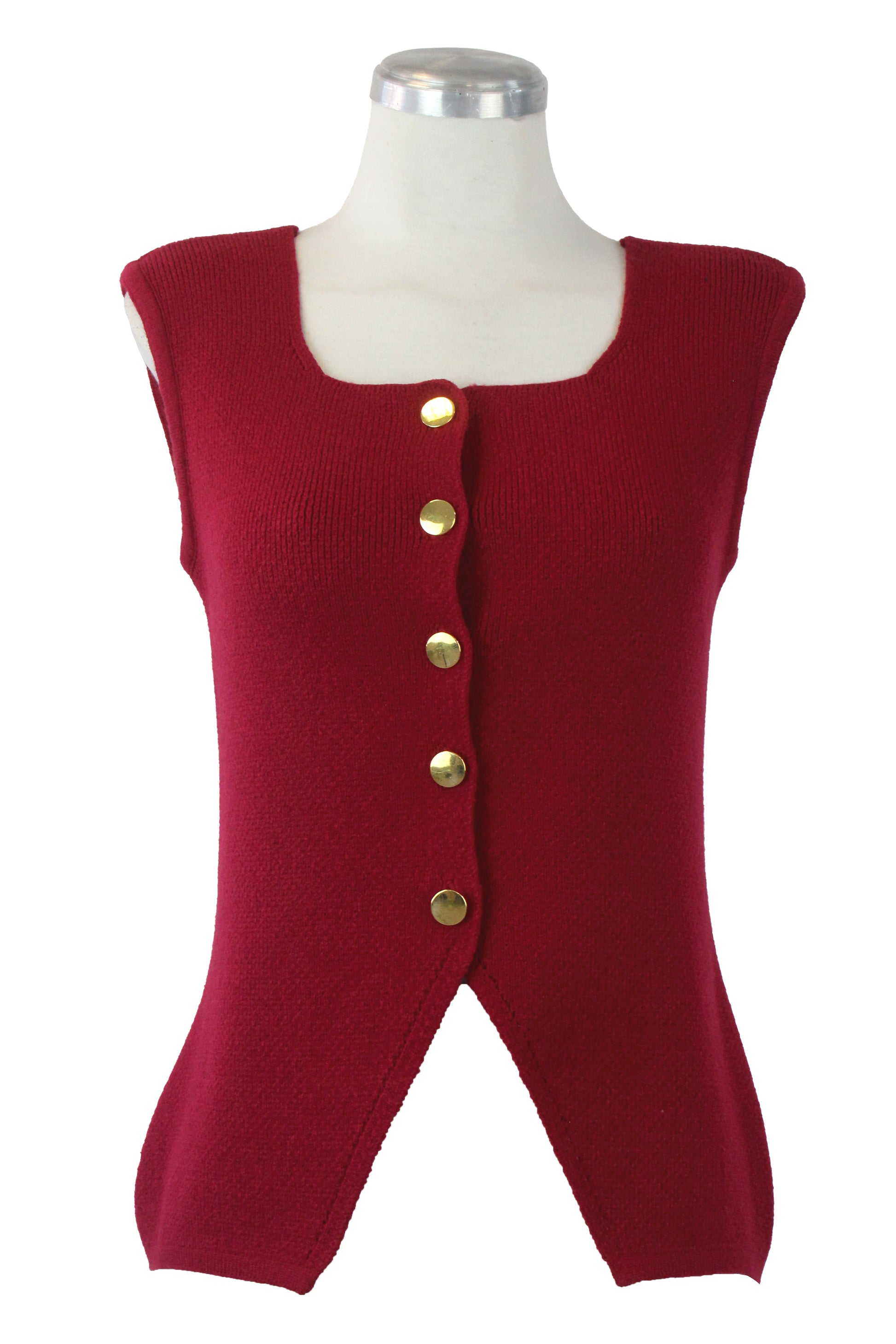 CHL087 Chaleco con Cuello Cuadrado y Botones Dorados