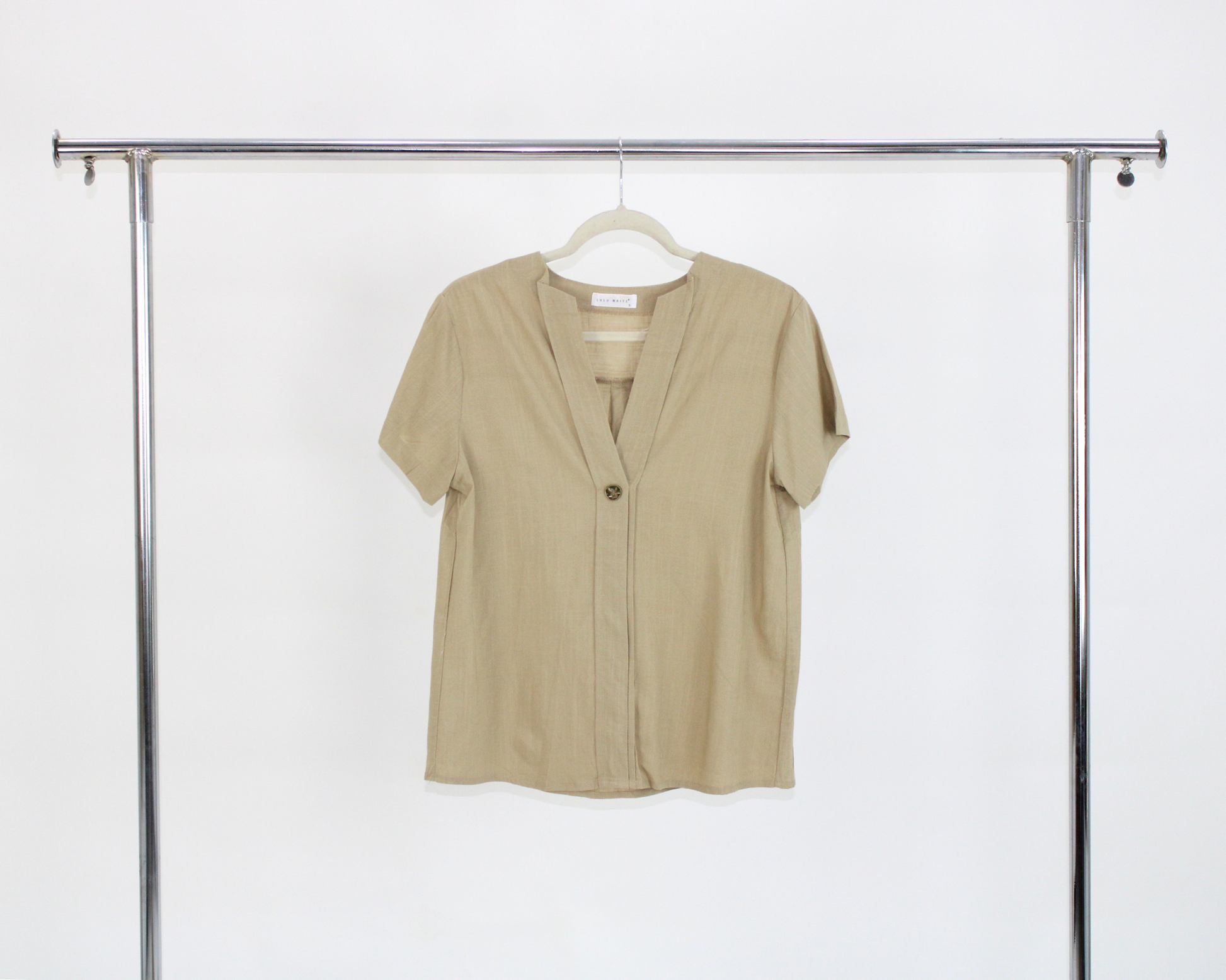 71795 Blusa Lino Cuello en v botón