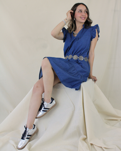 12517 Vestido tipo mezclilla manga olan