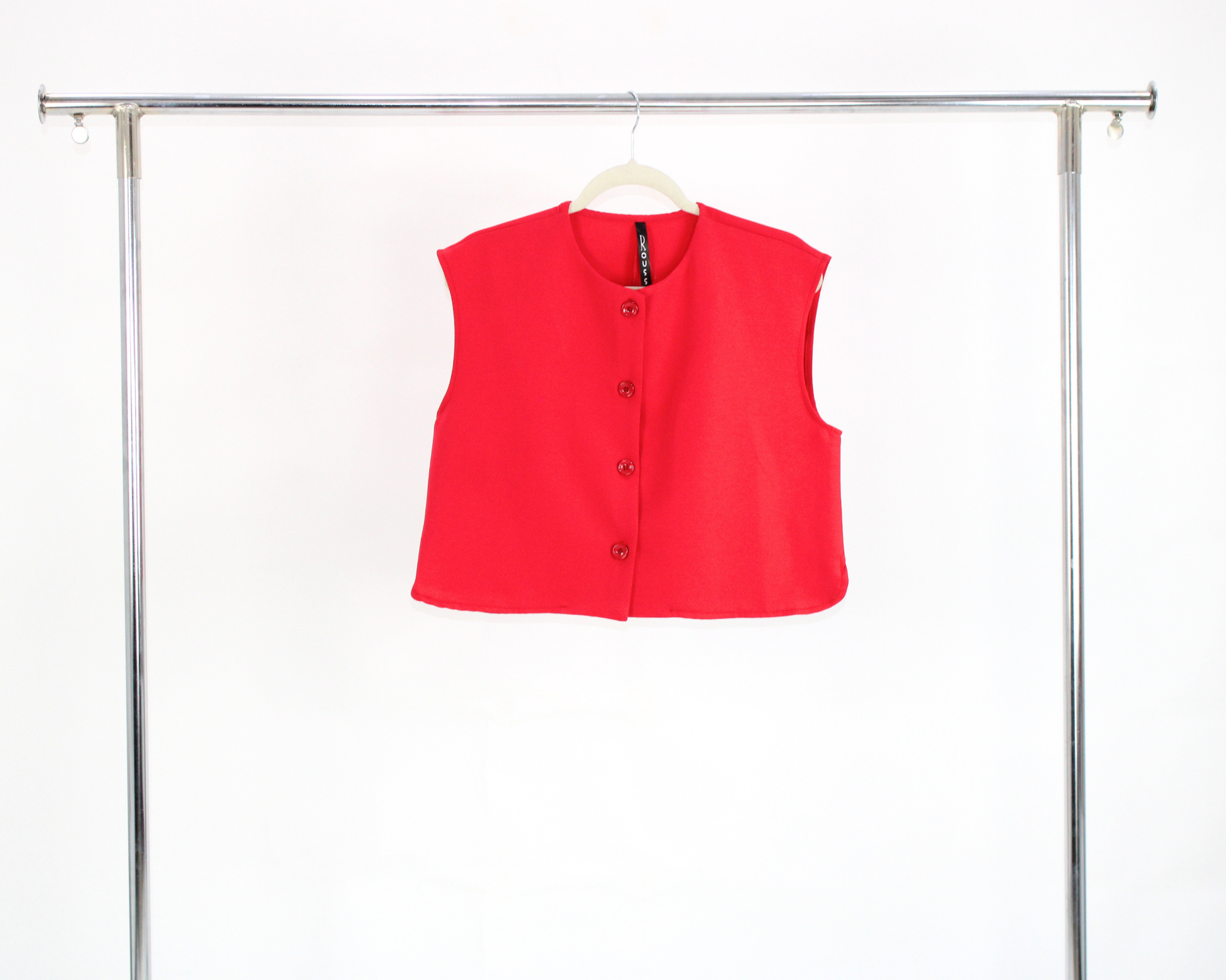 1146 Chaleco Corto 4 Botones Cuello Redondo